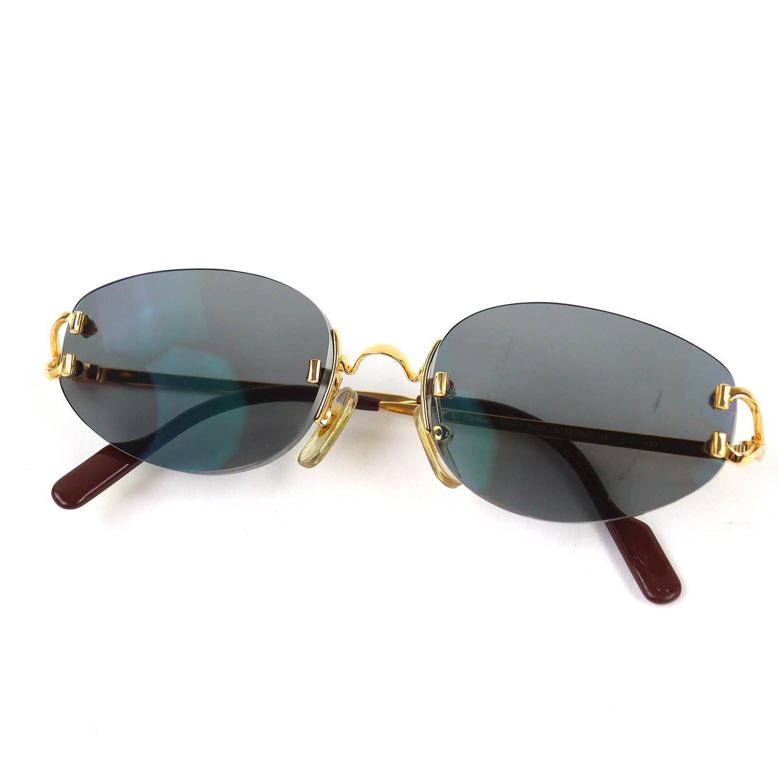 Cartier Cartier Cartier 2C Decor Two-Point Rimless Sunglasses Metal Sunglasses DUTY FREE for USA Size ONE SIZE - 1 Thumbnail