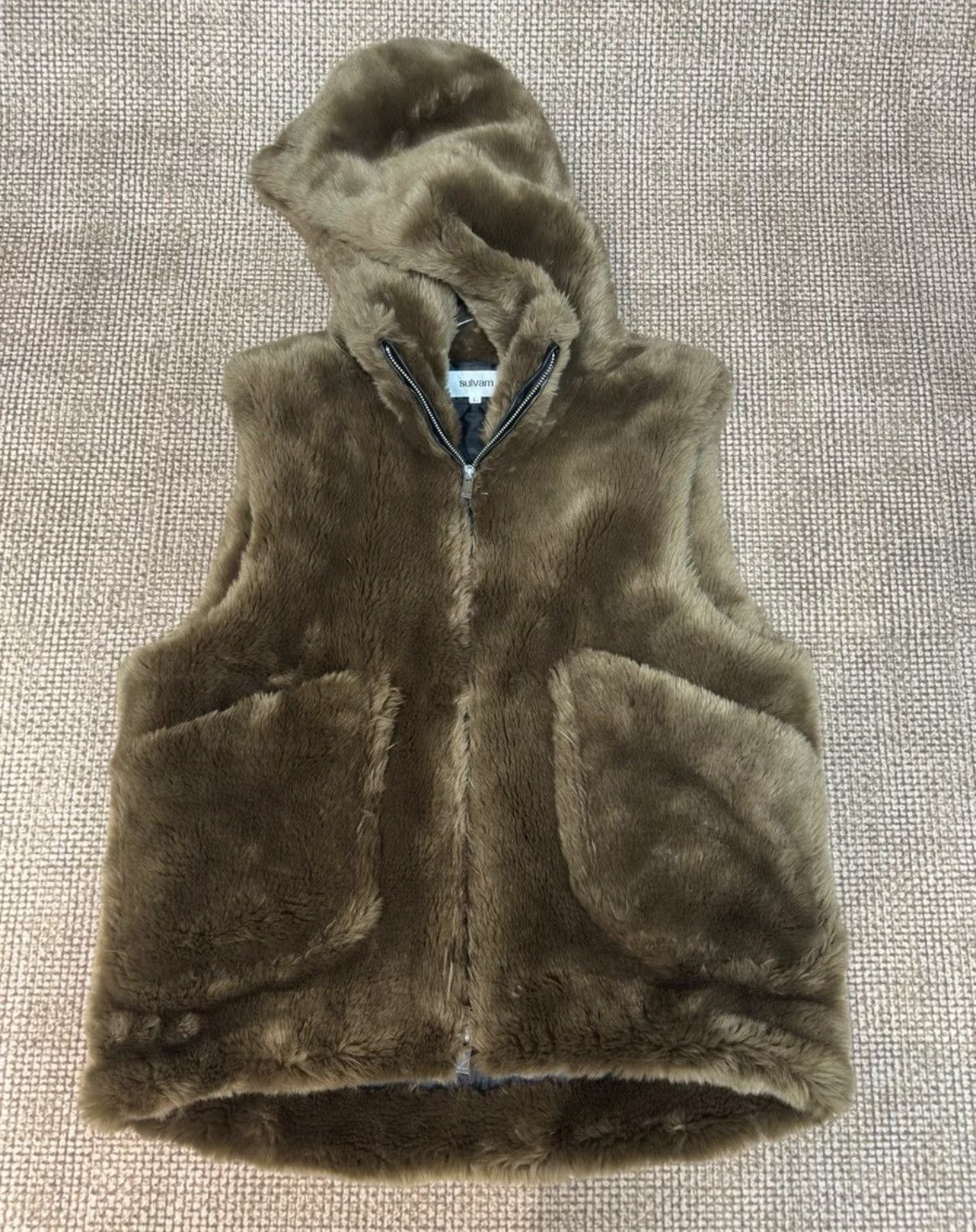 Sulvam Sulvam Faux Fur Hooded Quilted Vest K23 Size US L / EU 52-54 / 3 - 1 Thumbnail