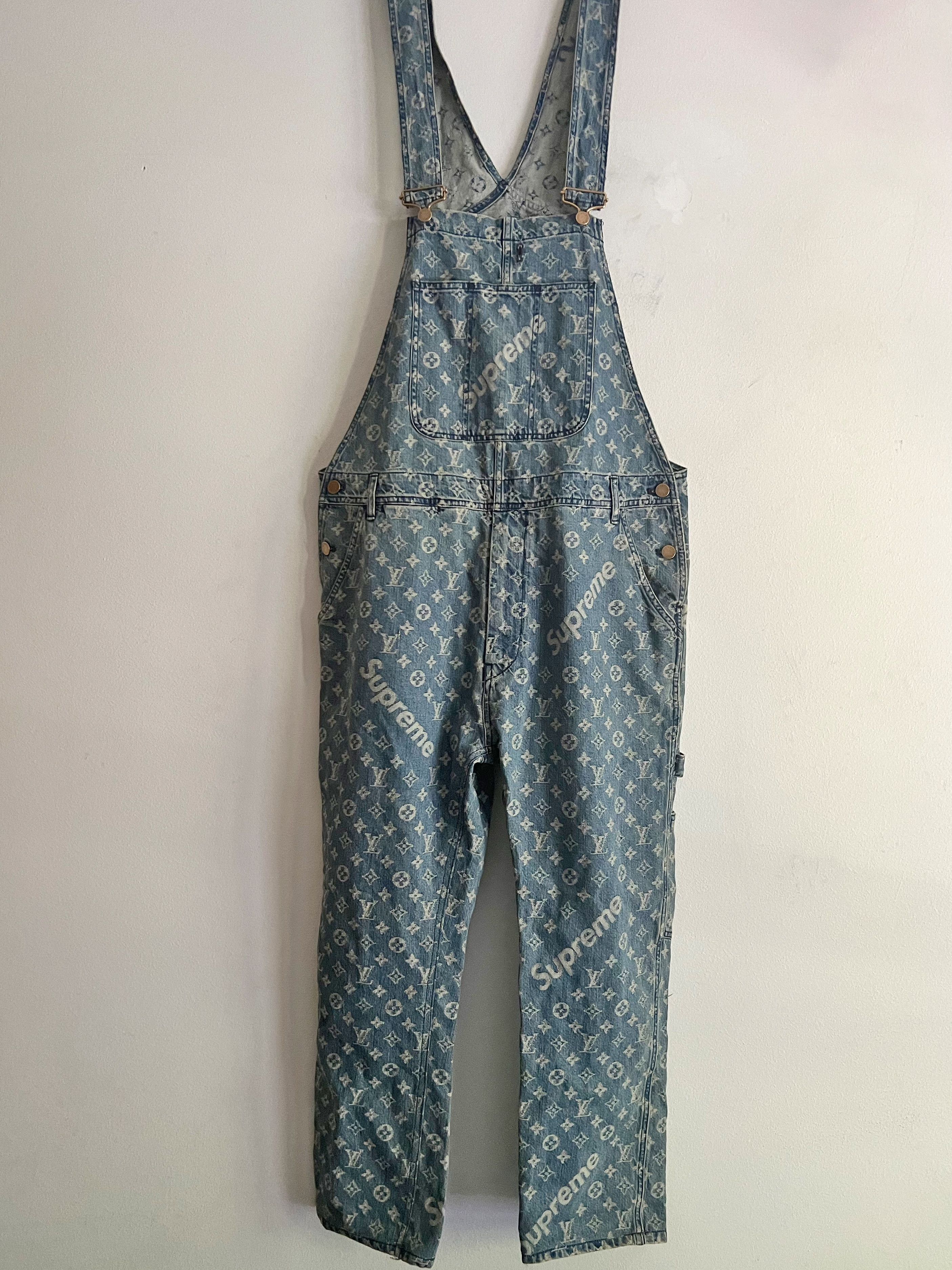 Supreme LV X Supreme Sz32 Blue Monogram Denim Overall | Grailed