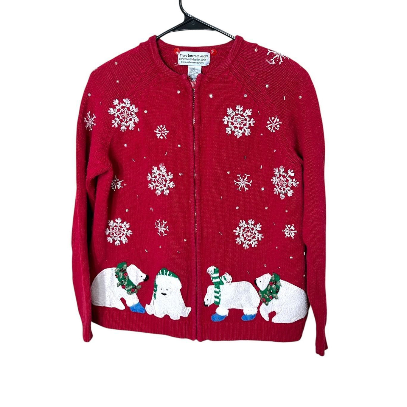 Other Vintage Tiara International Christmas Polar Bear Snowflakes Sweater Cardigan S Size S / US 4 / IT 40 - 1 Thumbnail