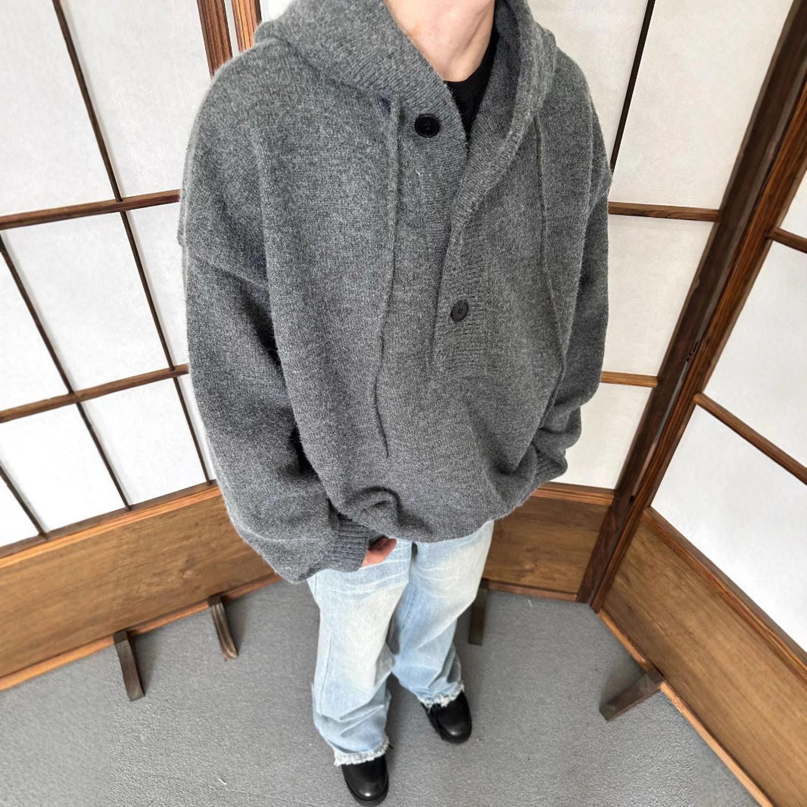 Other Gray Oversized Hooded Knit Sweat, Cozy Pullover Size US L / EU 52-54 / 3 - 1 Thumbnail