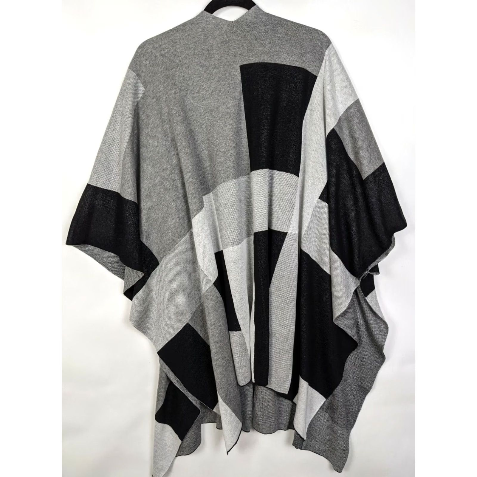 Vintage Joseph A Cardigan Womens Open Front Grey One Size Knit Geometric V-Neck Kimono Sleeve Cotton/Acrylic New Size ONE SIZE - 7 Thumbnail
