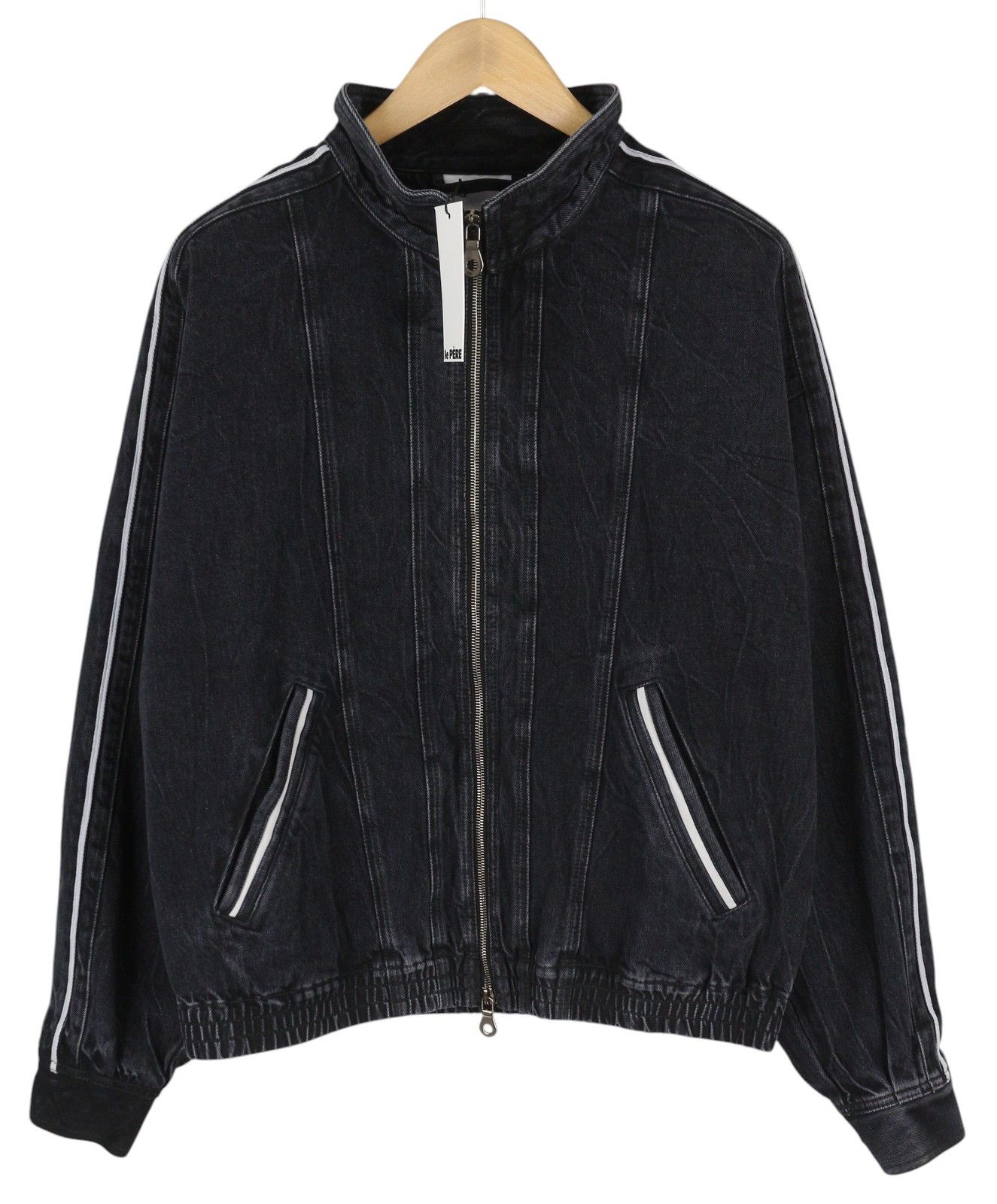 Le Pere DENIM TRACK S Wrinkled Black Full Zip Lightweight 86570 Size US S / EU 44-46 / 1 - 1 Thumbnail