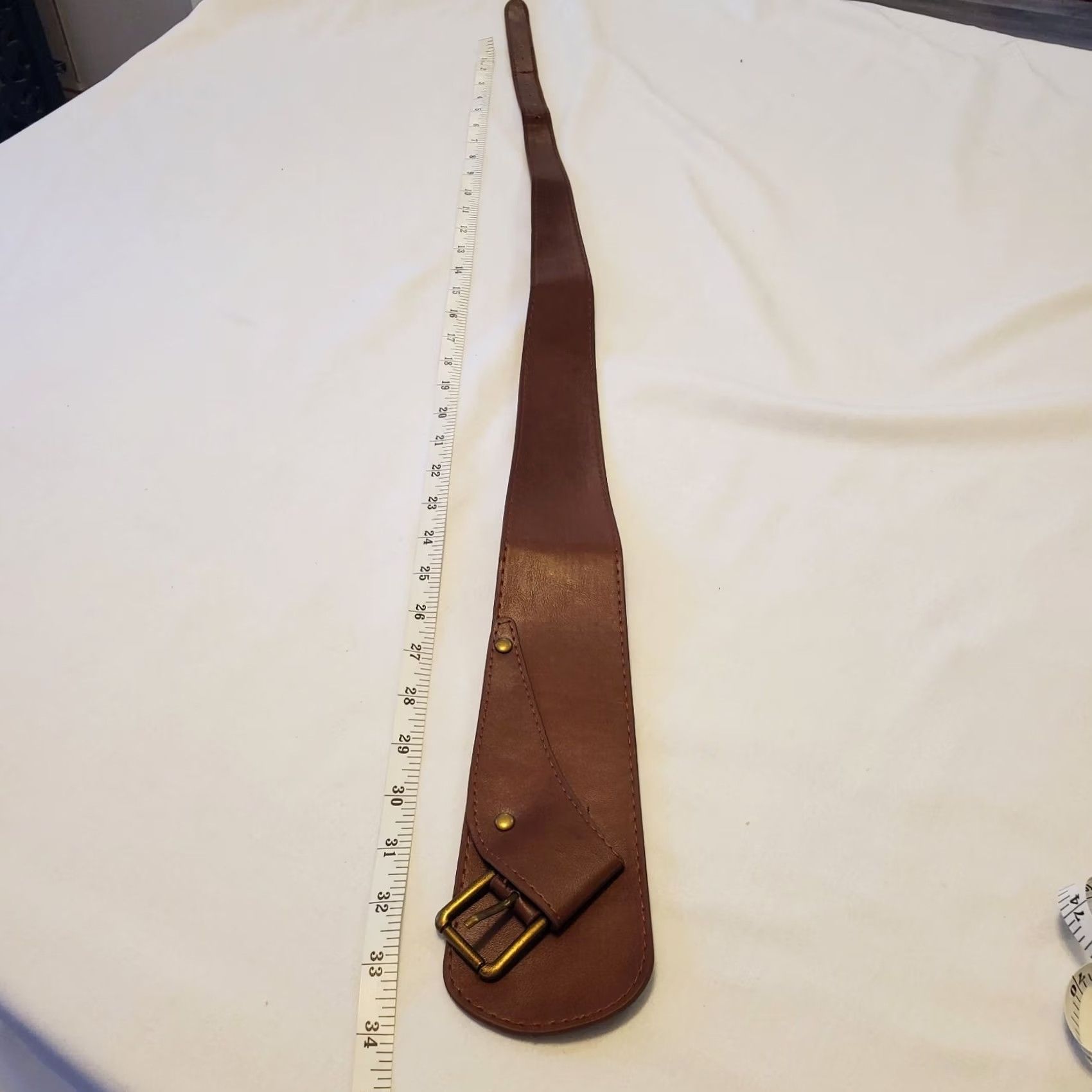 Vintage Brown Faux Leather Belt Womens M-L Boho Chic 90s Size ONE SIZE - 4 Thumbnail