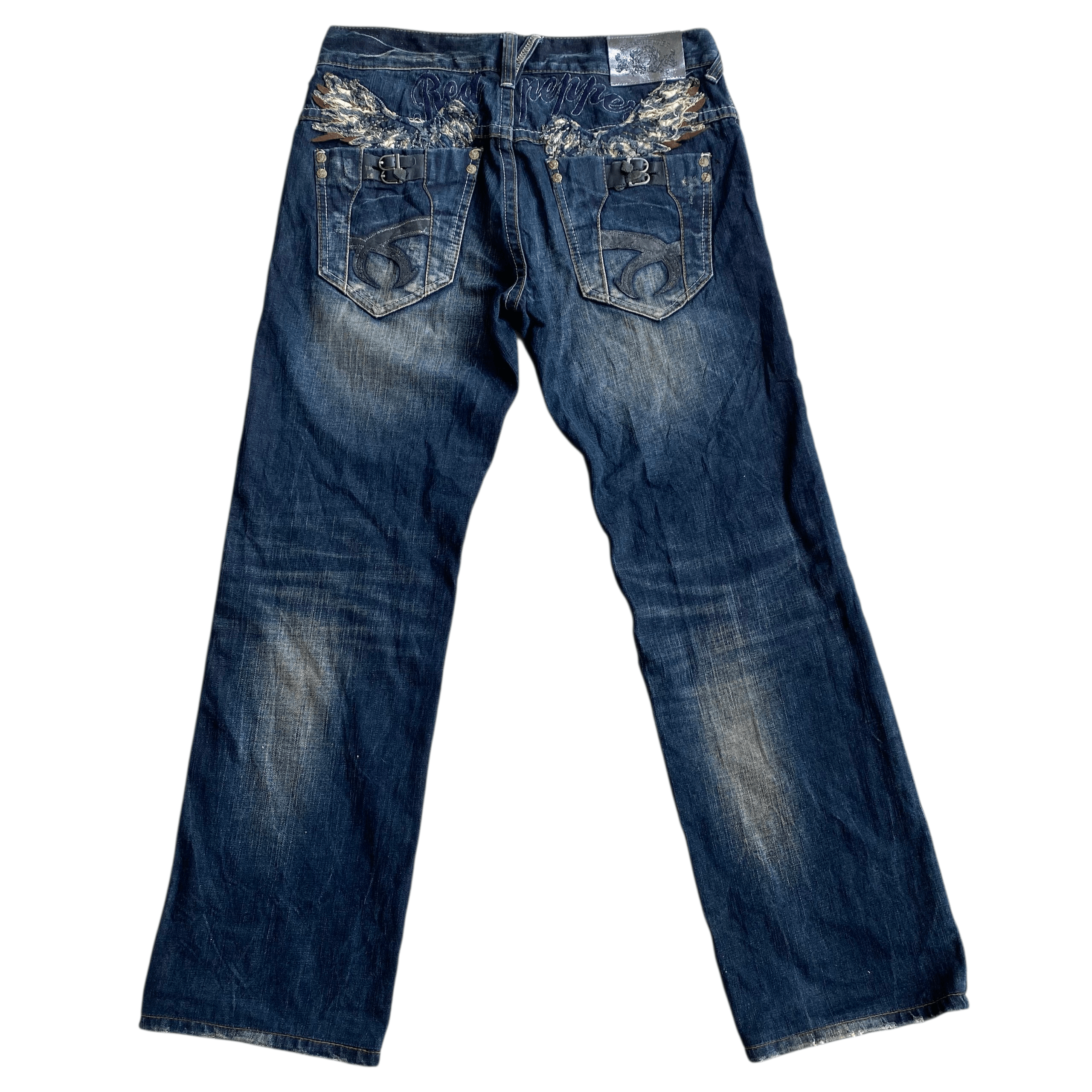 Ed Hardy Red Pepper Embroidered Wings Whisker Clawmark Denim Jeans Size US 32 / EU 48 - 1 Thumbnail