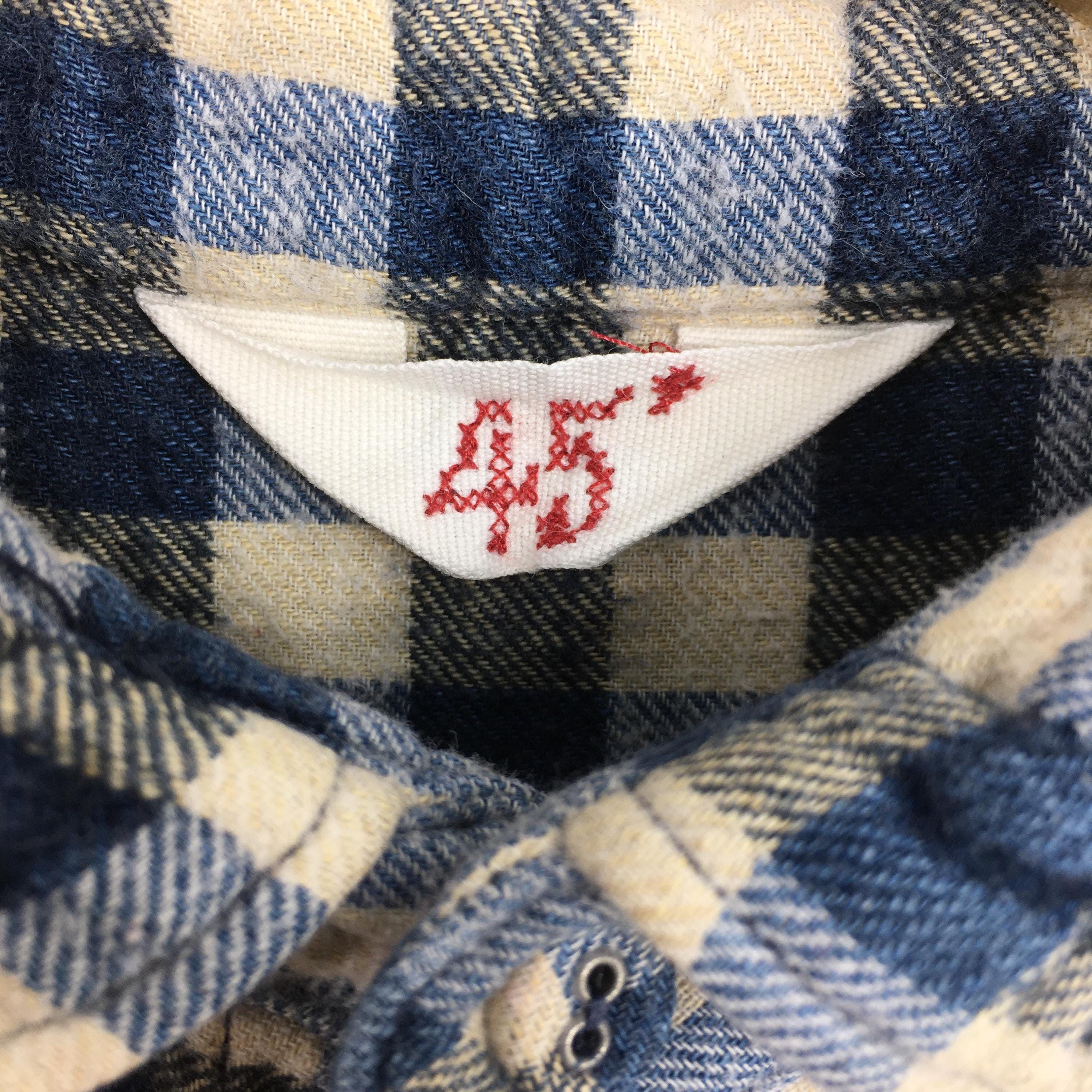 45rpm Vintage 45 RPM Studio Blue Checkered Shirt Medium Size US M / EU 48-50 / 2 - 5 Thumbnail
