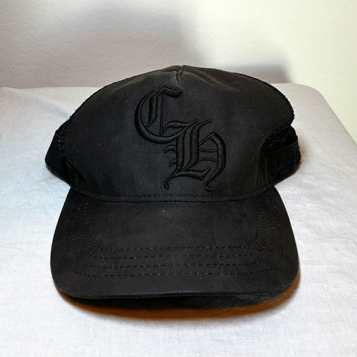 Vintage Embroidered Logo Chrome Hearts Black Snapback Hat