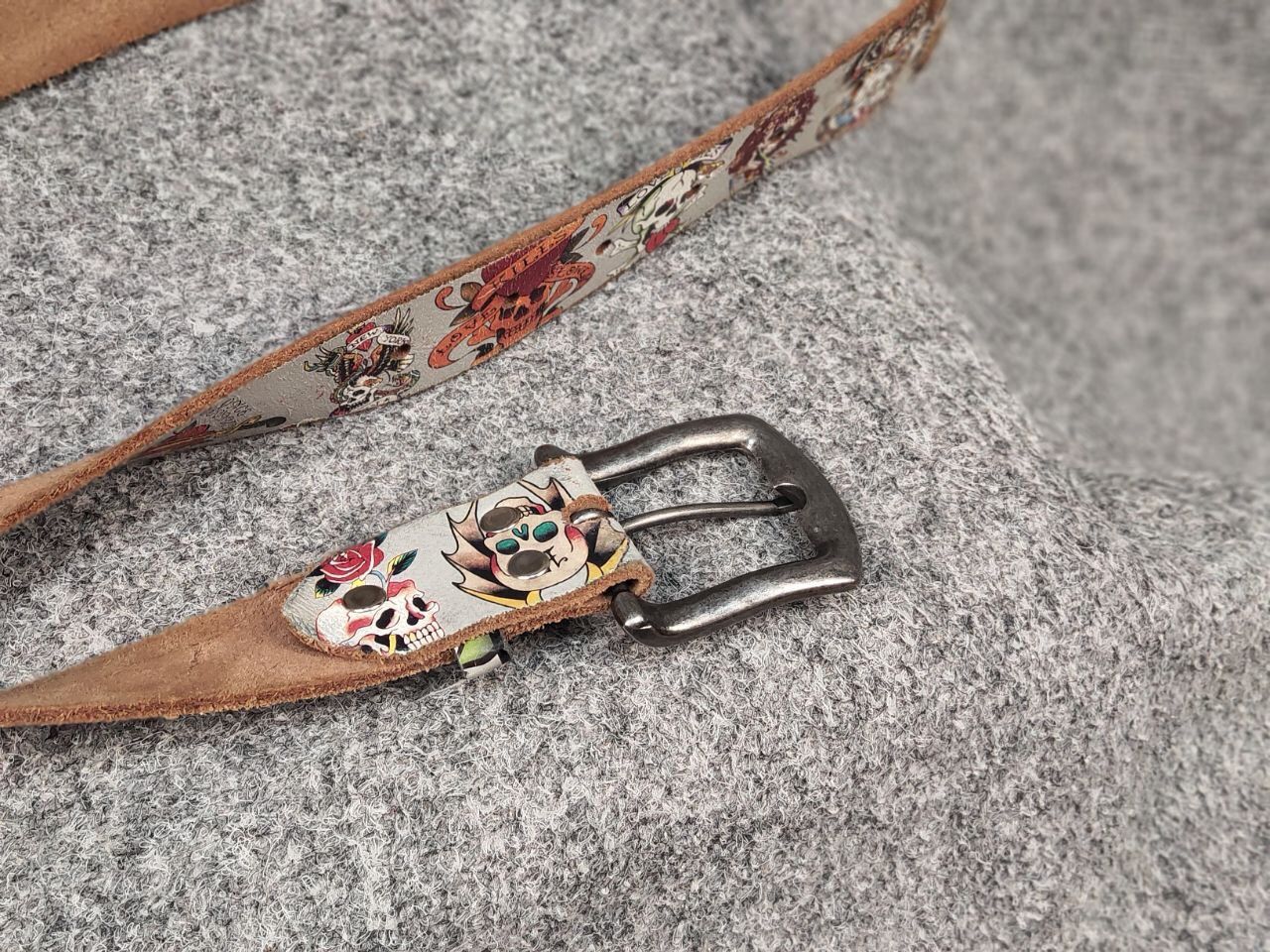 Ed Hardy Vintage Ed Hardy Multi Logo Brown Leather Belt Y2K Style Size ONE SIZE - 11 Thumbnail