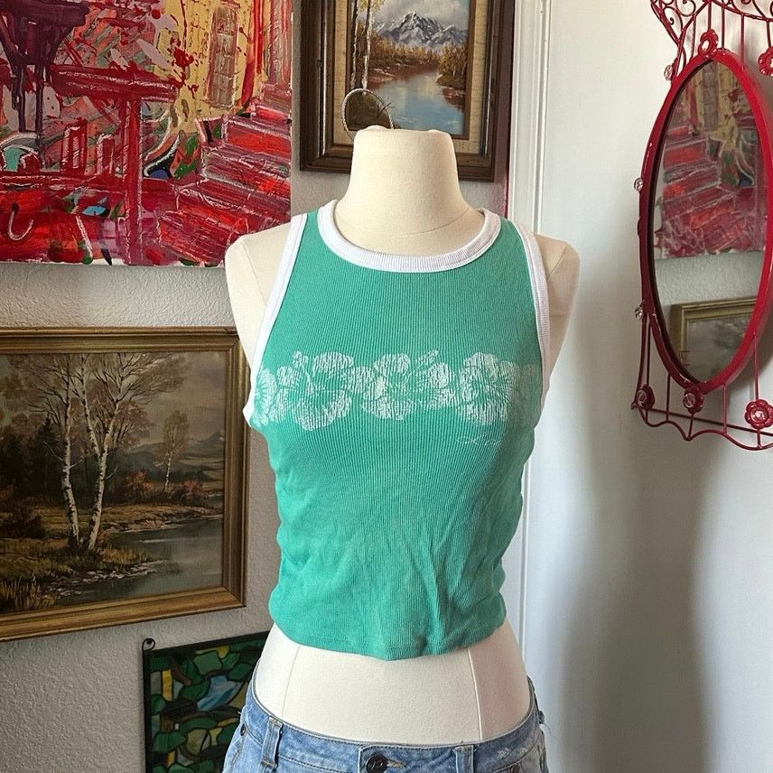 Hollister hollister white green hawaiian flower tank top Size M / US 6-8 / IT 42-44 - 1 Thumbnail