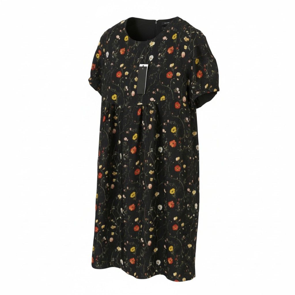 R13 RAGLAN SLEEVE BABYDOLL M Floral Black Wool Silk Dress 89920 Size M / US 6-8 / IT 42-44 - 2 Thumbnail
