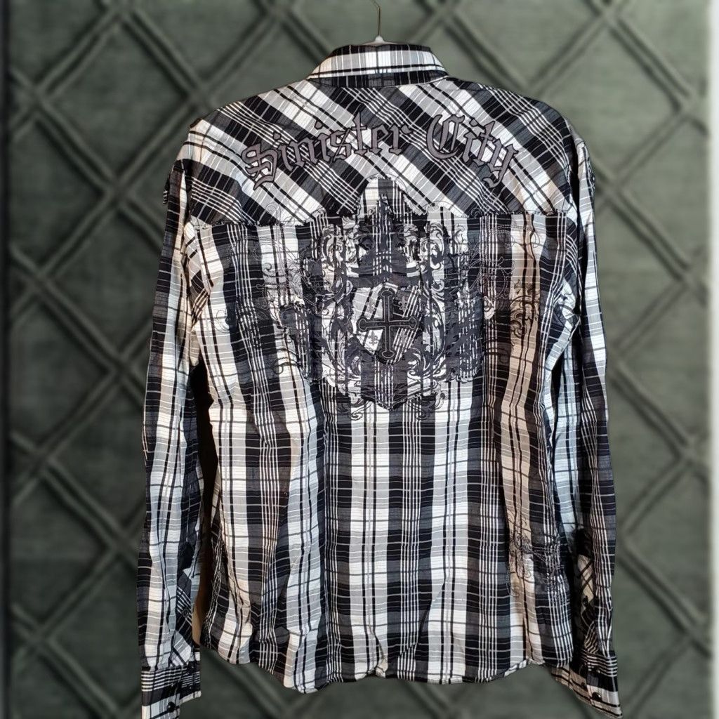 Vintage Sinister City Button Up Y2K Long Sleeve Mens Medium M Size US M / EU 48-50 / 2 - 1 Thumbnail