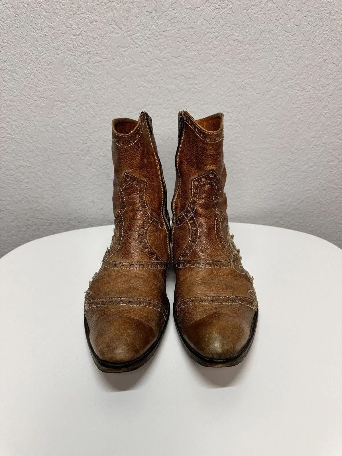 14th Addiction Western Archive Brown Leather Military Boots Vintage AS 98 Size US 7 / EU 40 - 2 Thumbnail