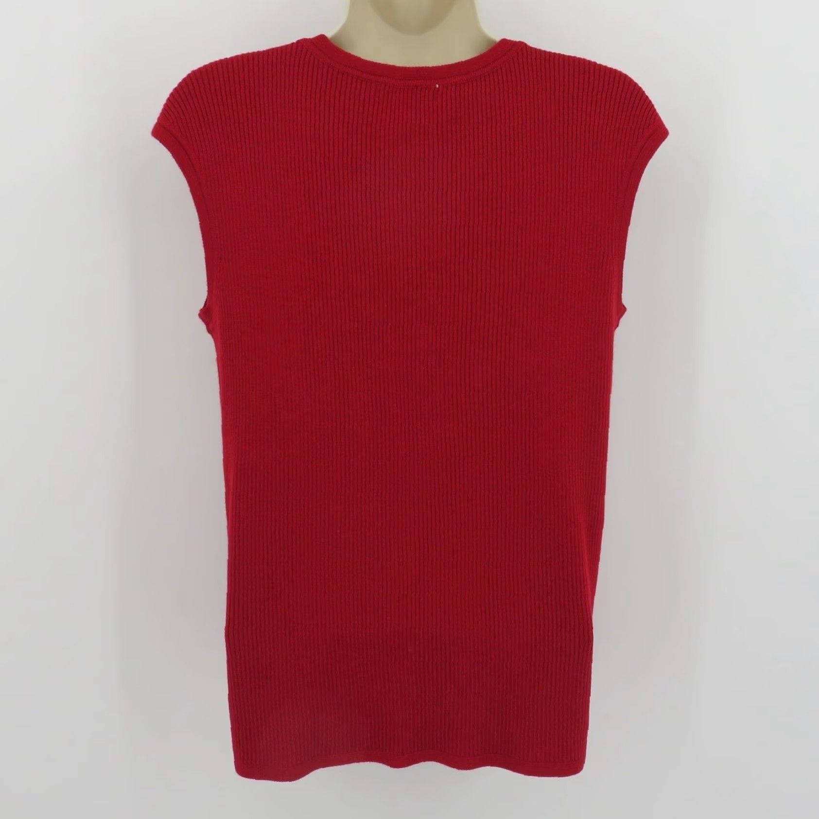 Calvin Klein Calvin Klein Women Large Red Sleeveless Ribbed Pullover Sweater Round Neck - Knit, Casual, Regular Fit, L Size L / US 10 / IT 46 - 4 Thumbnail