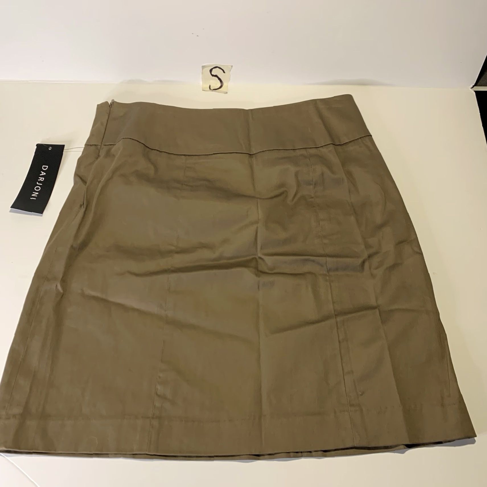 Vintage Women's Cotton Spandex A-Line Short Skirt Size 2 Tan Brown Button Front Casual Travel Size 26" / US 2 / IT 38 - 2 Thumbnail