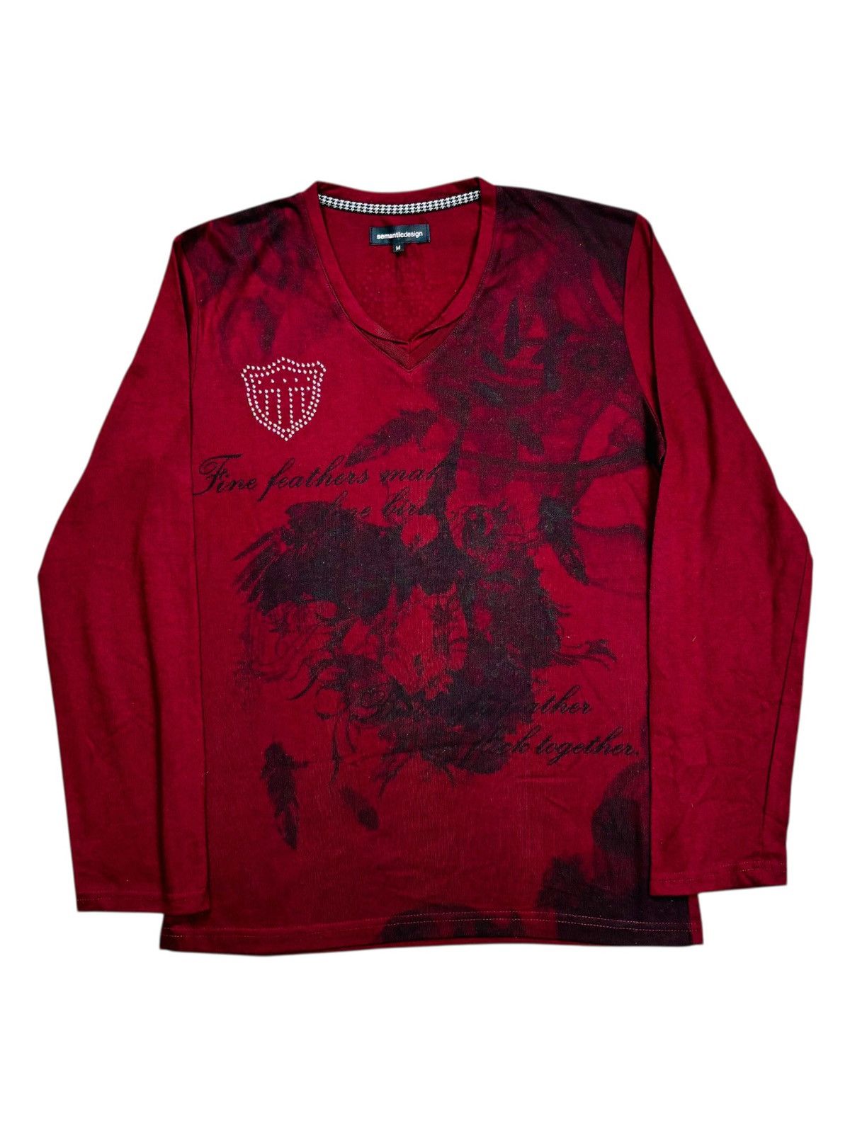 Shellac 2000s Semantic Design - Vkei Style Romantic Poem Vneck Ls - Size US M / EU 48-50 / 2 - 1 Thumbnail