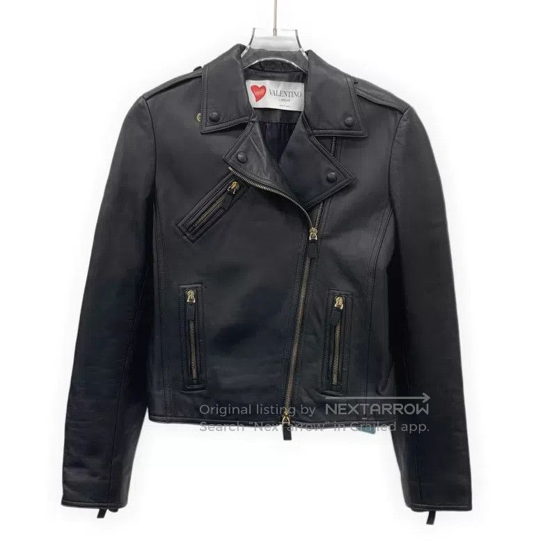 Valentino Valentino Black love print sheepskin jacket Size L / US 10 / IT 46 - 1 Thumbnail