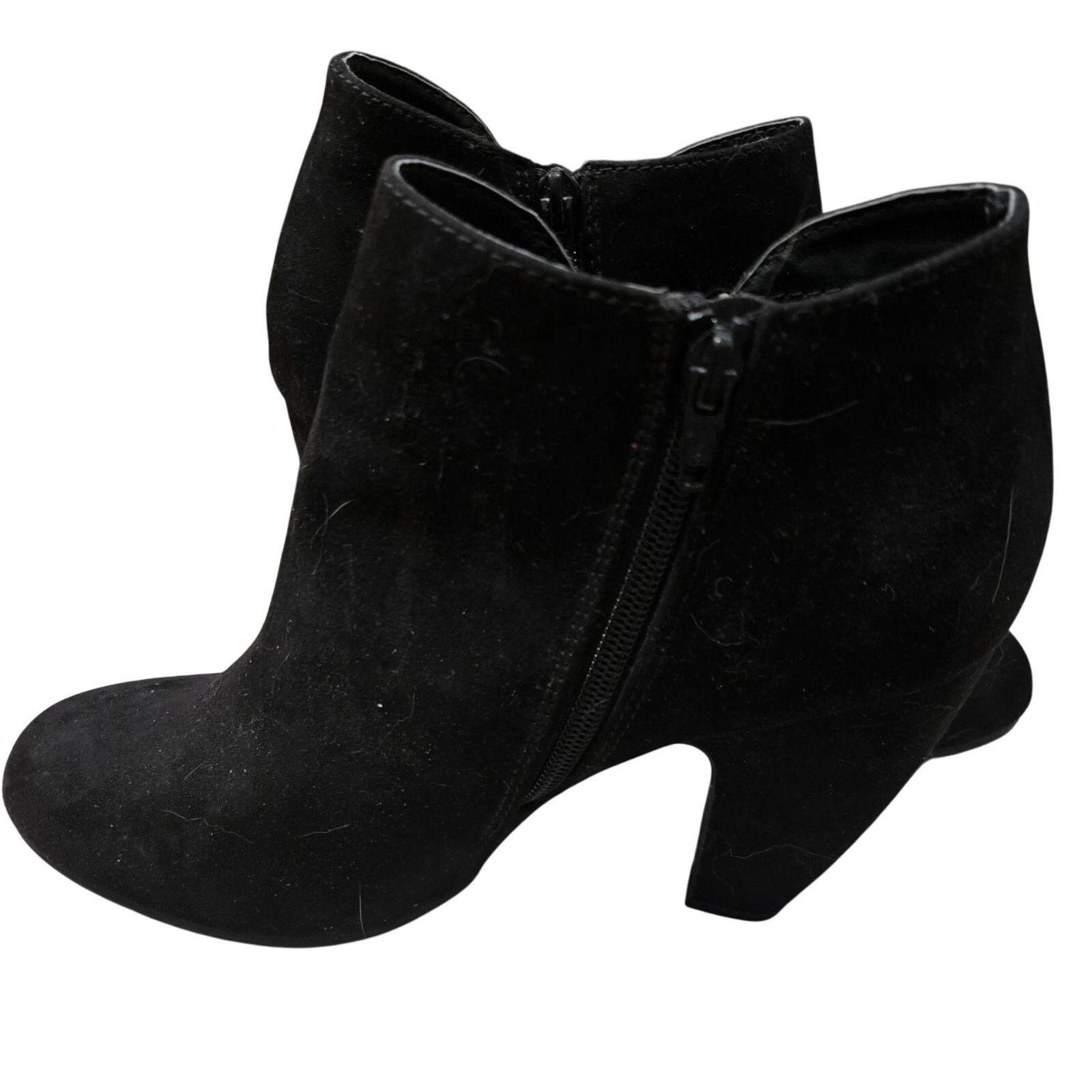 Other Candies Black Suede Zip Ankle Boots Size 10M 4" Heel Size US 10 / IT 40 - 4 Thumbnail