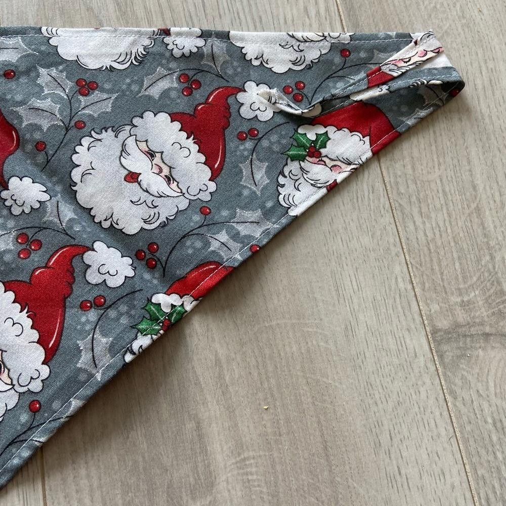 Designer Grey Sparkle Christmas Santa Dog Bandana Size ONE SIZE - 3 Thumbnail