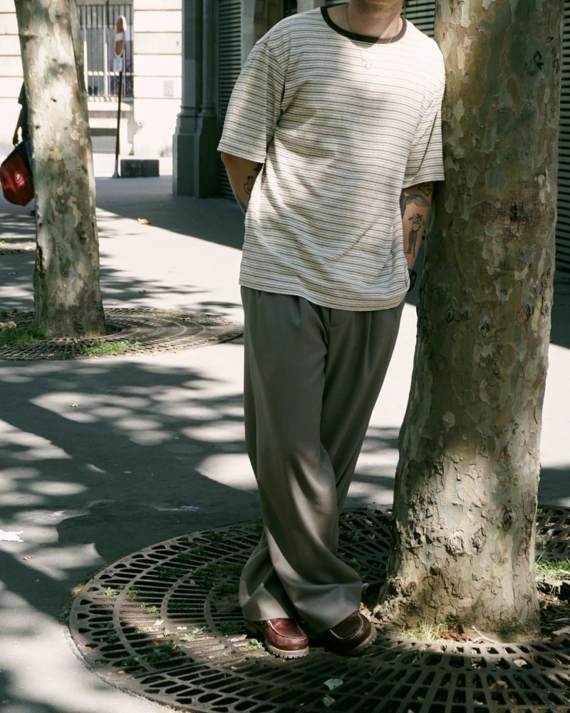 UNIVERSAL PRODUCTS. BORDER S/S T-SHIRT [ECRU×BEIGE] Size US L / EU 52-54 / 3 - 2 Thumbnail