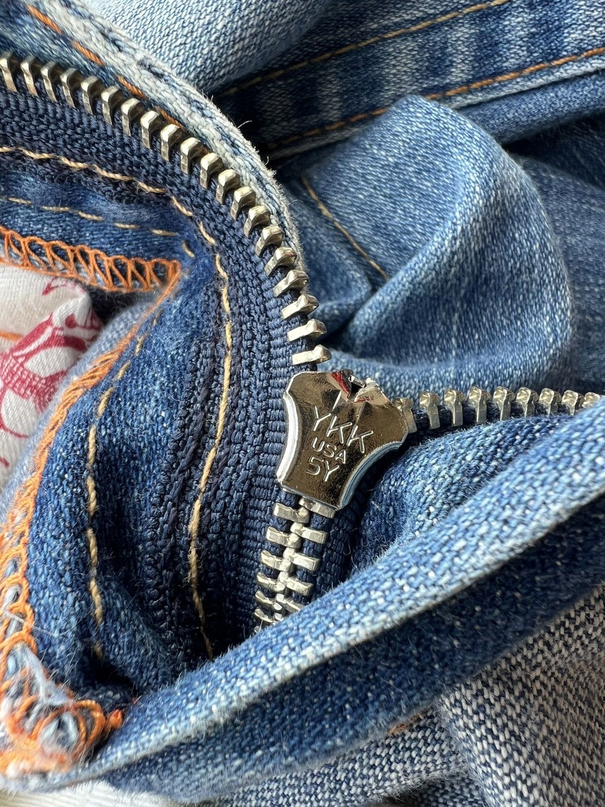 True Religion Vintage 00s TR Joey Distress Fade Mud Denim Flare Jeans Size US 32 / EU 48 - 21 Thumbnail