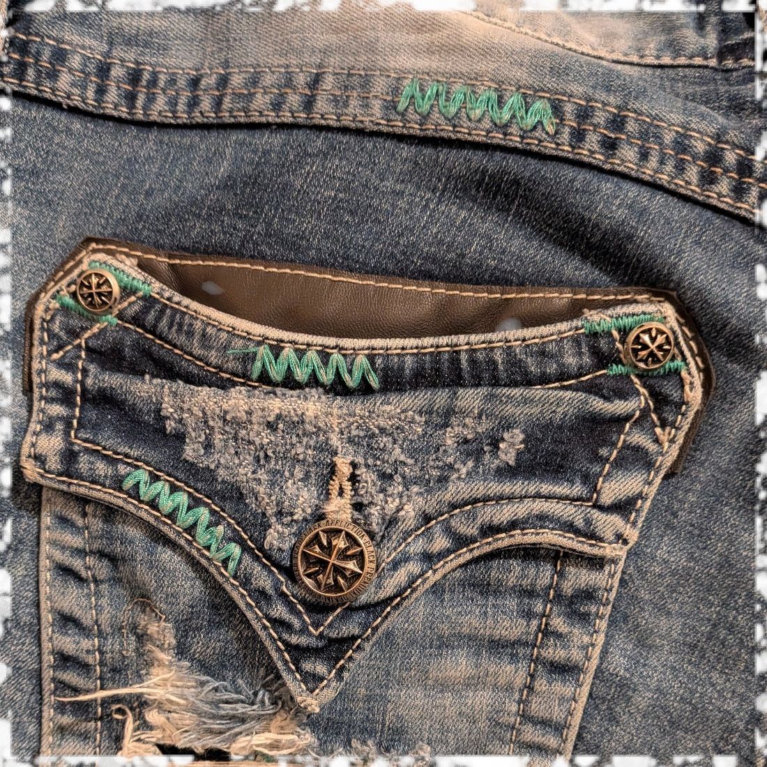 Affliction AFFLICTION Ace Slim Straight Blue Jeans Men's 33 distressed Size US 33 - 8 Thumbnail