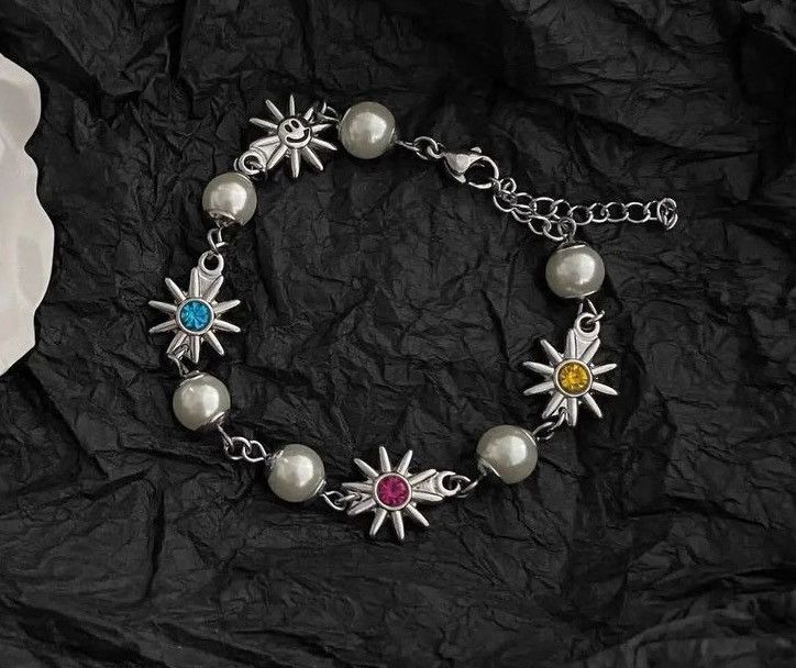 Jewelry Flower Chain Bracelets in Silver, Men's