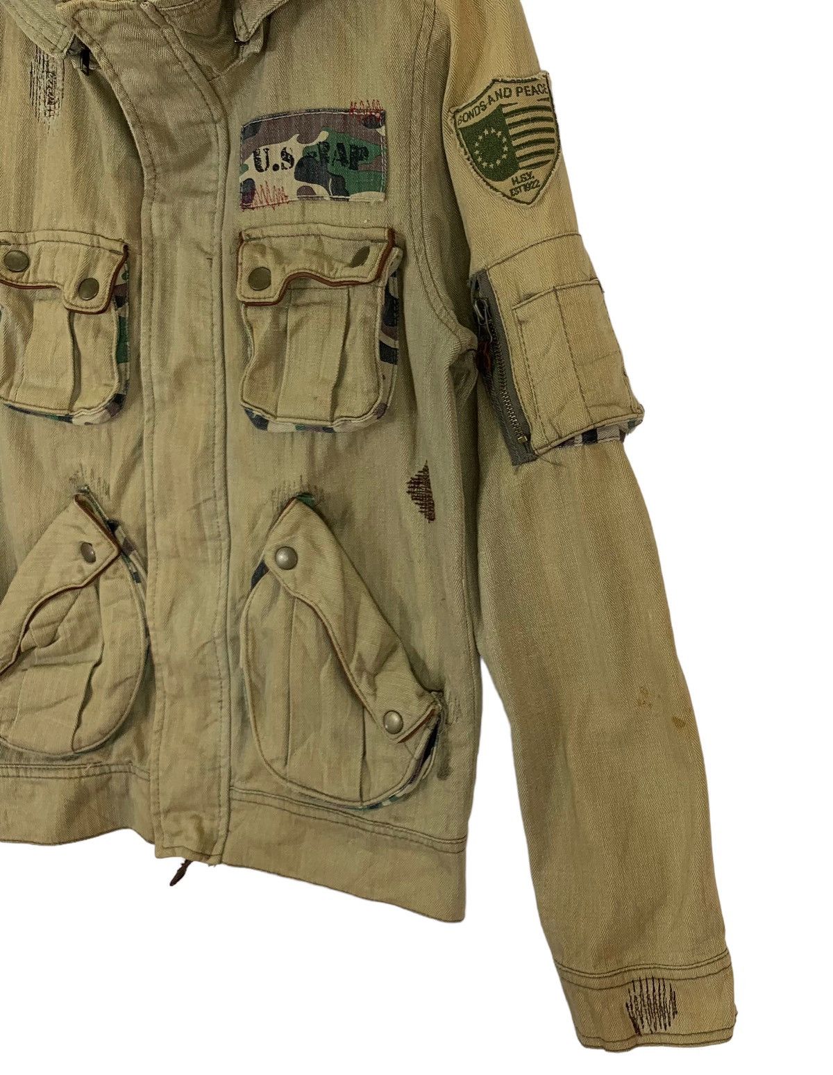 Japanese Brand × Vintage VINTAGE B.A.P MILITARY STYLE PATCH WORK HOODIE DENIM JACKET Size US M / EU 48-50 / 2 - 5 Thumbnail