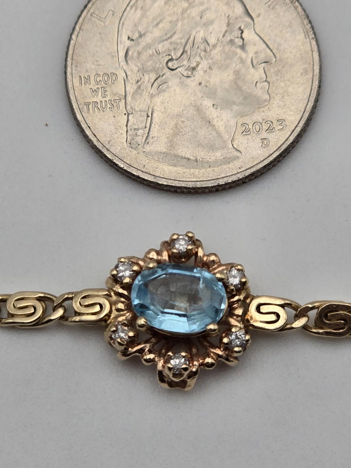 MR & MRS ITALY Vintage 14K Gold Sapphire Diamond Bracelet Italy Size ONE SIZE - 5 Thumbnail