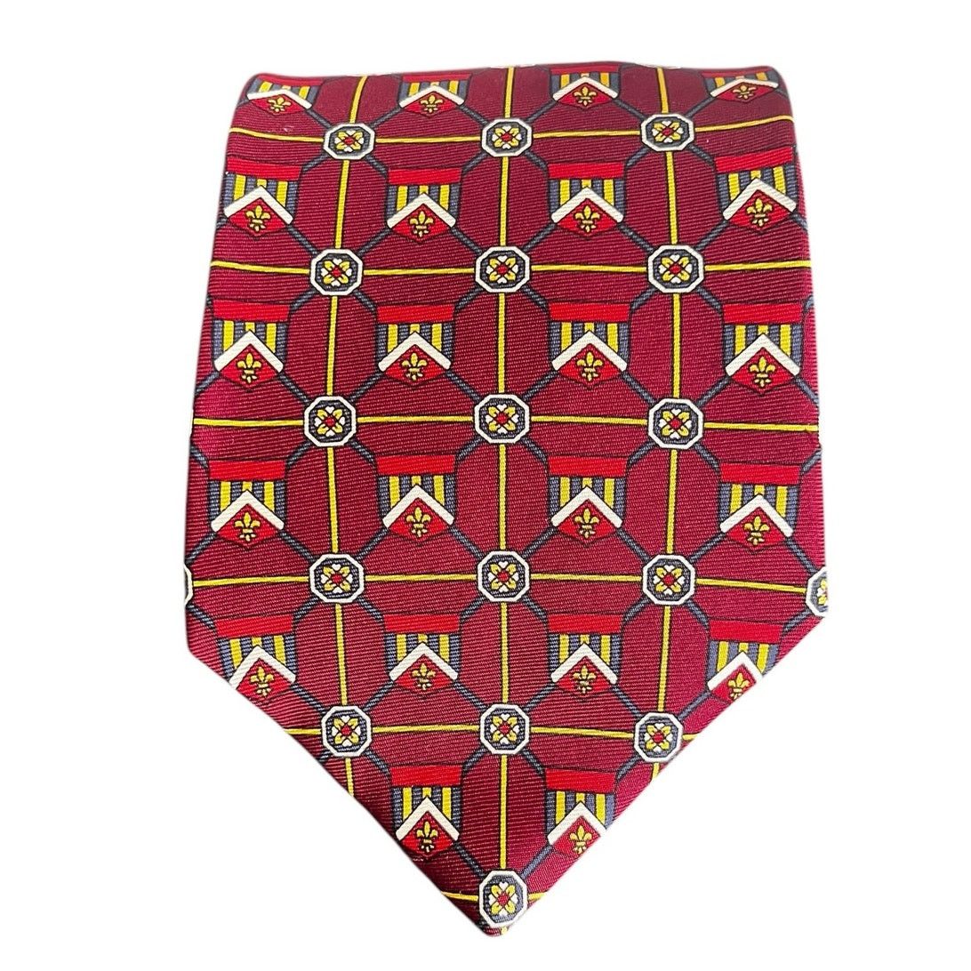 Tommy Hilfiger Tommy Hilfiger Maroon Navy Yellow Silk Neck Tie Size ONE SIZE - 1 Thumbnail