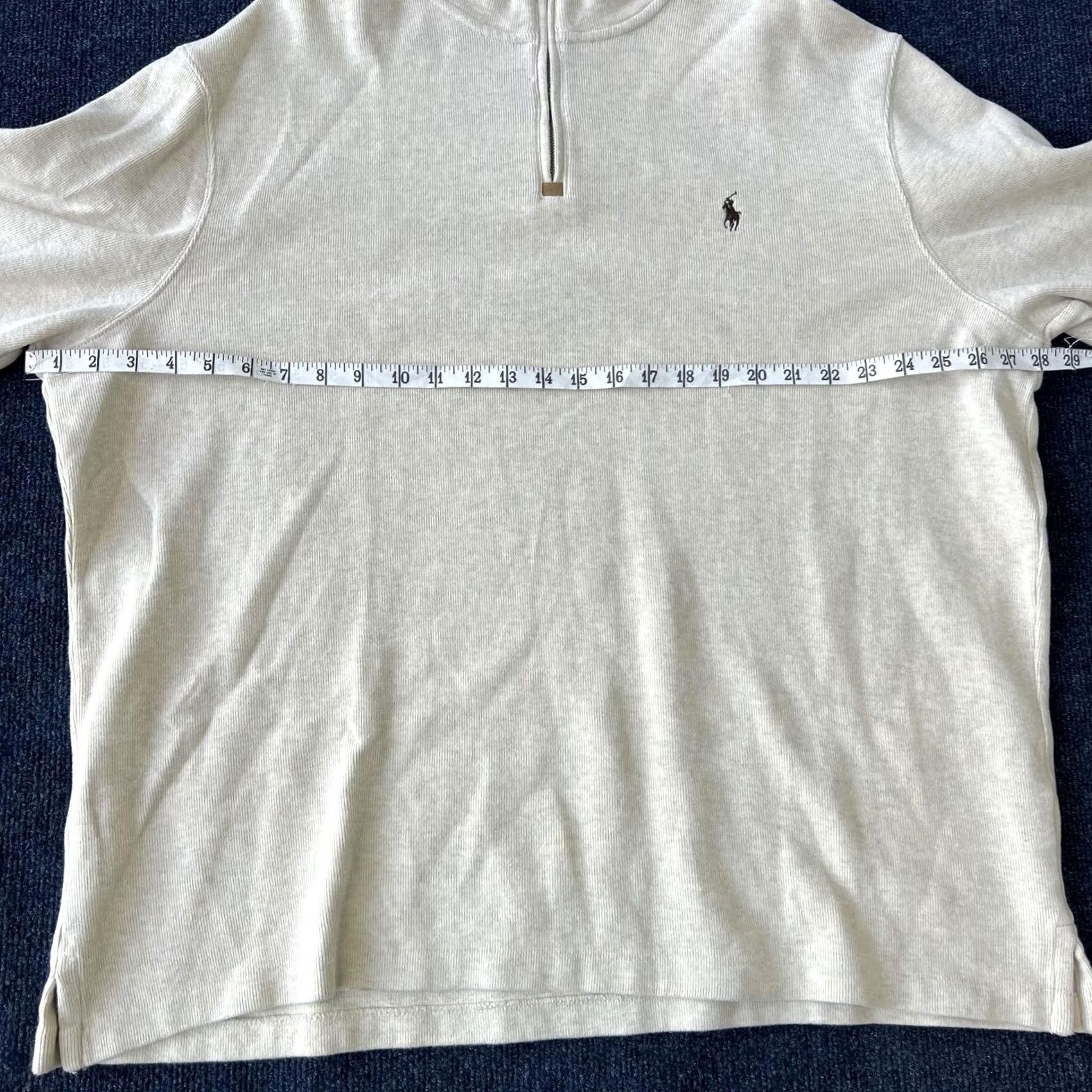 Polo Ralph Lauren Polo Ralph Lauren Pullover Sweater Mens 2XL Beige Quarter Zip Pony Logo Cotton Pullover Knit Mock Neck Size US XXL / EU 58 / 5 - 5 Thumbnail