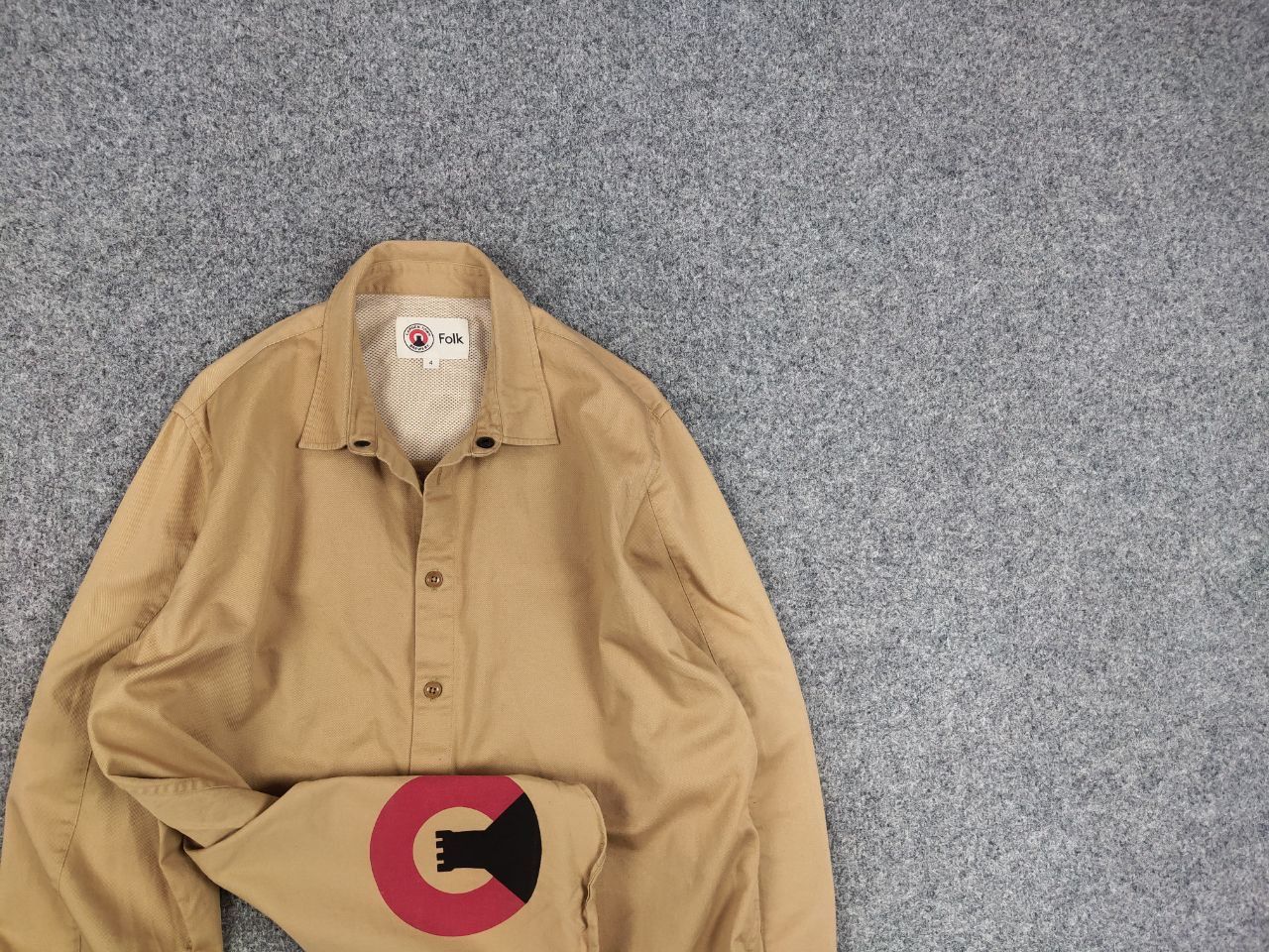 Folk Folk Design Camden Town Beige Logo Casual Button Down Shirt Size US L / EU 52-54 / 3 - 2 Thumbnail