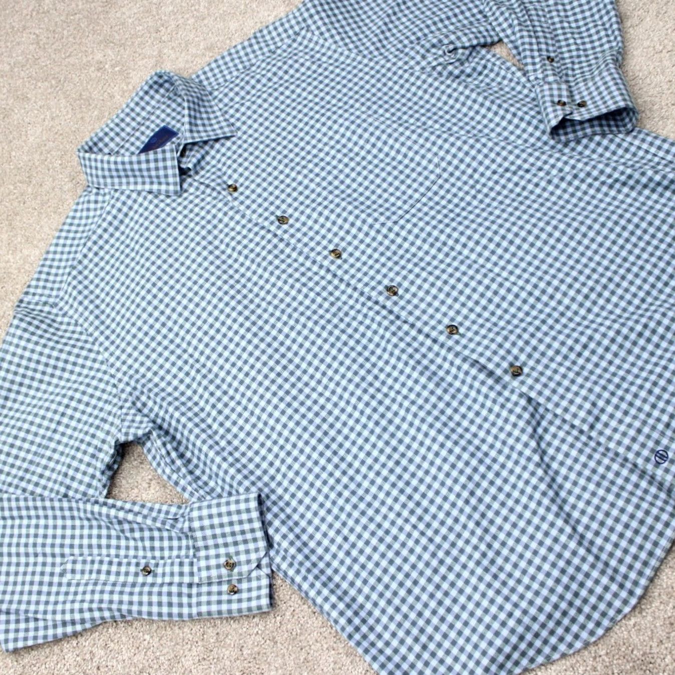 David Donahue David Donahue Shirt Mens 2XL XXL Blue Plaid 100% Cotton Long Sleeve Button Up Size US XXL / EU 58 / 5 - 7 Thumbnail