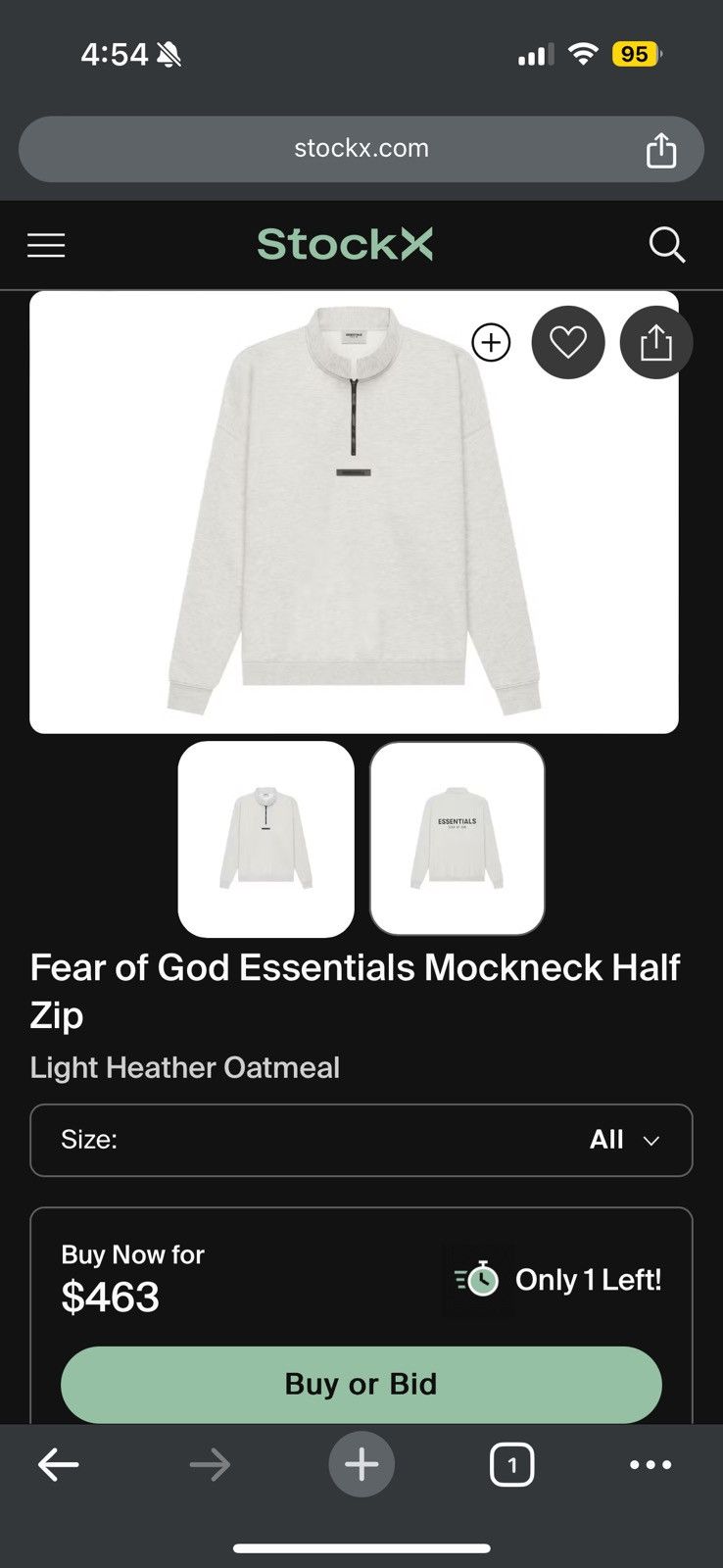 Fear of God Fear of God Essentials Mockneck Half-Zip Oatmeal SZ Small 🔥 Size US S / EU 44-46 / 1 - 13 Thumbnail