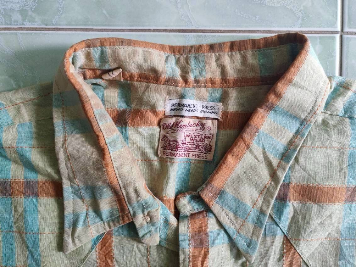 Other Vintage 70s Western Shirt Pearl Snap Plaid Made In USA Size US XL / EU 56 / 4 - 2 Thumbnail