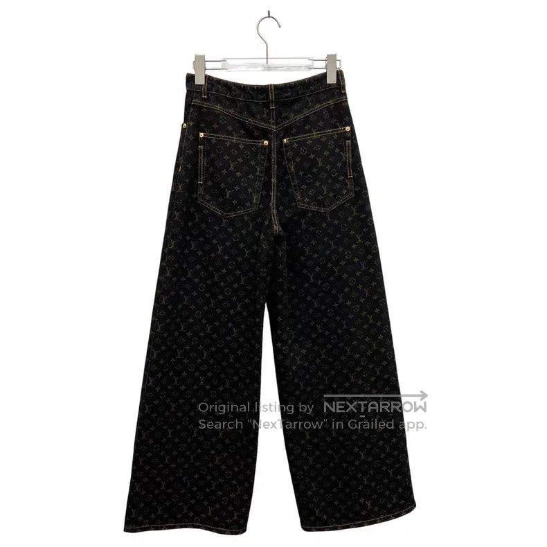 Louis Vuitton Louis Vuitton 25 Years Black Full Logo Denim Wide Leg Pant Size US 34 / EU 50 - 3 Thumbnail