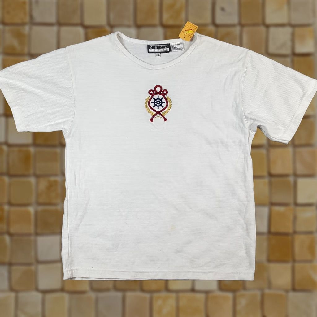 Vintage VINTAGE 90s Nautical Boat Women's Size M T-Shirt Top Short Sleeve Crew Neck Cotton Embroidered White Beach Shirt Mens? No Size M / US 6-8 / IT 42-44 - 1 Thumbnail