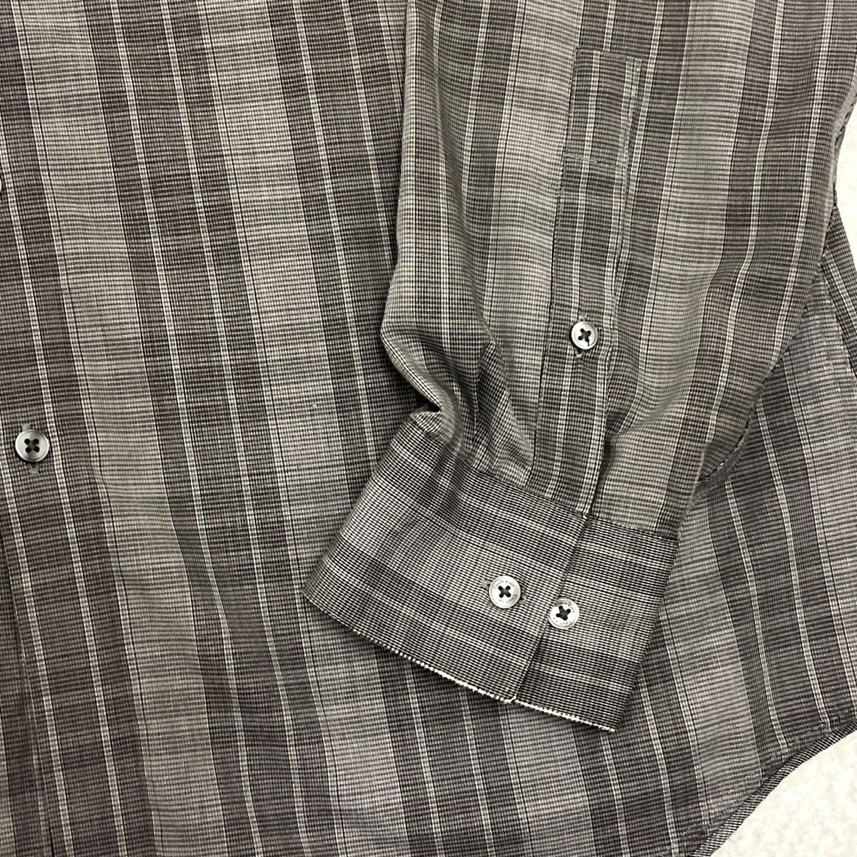 Calvin Klein Calvin Klein Shirt Mens Large Grey Check Slim Fit Long Sleeve Cotton Size US L / EU 52-54 / 3 - 3 Thumbnail