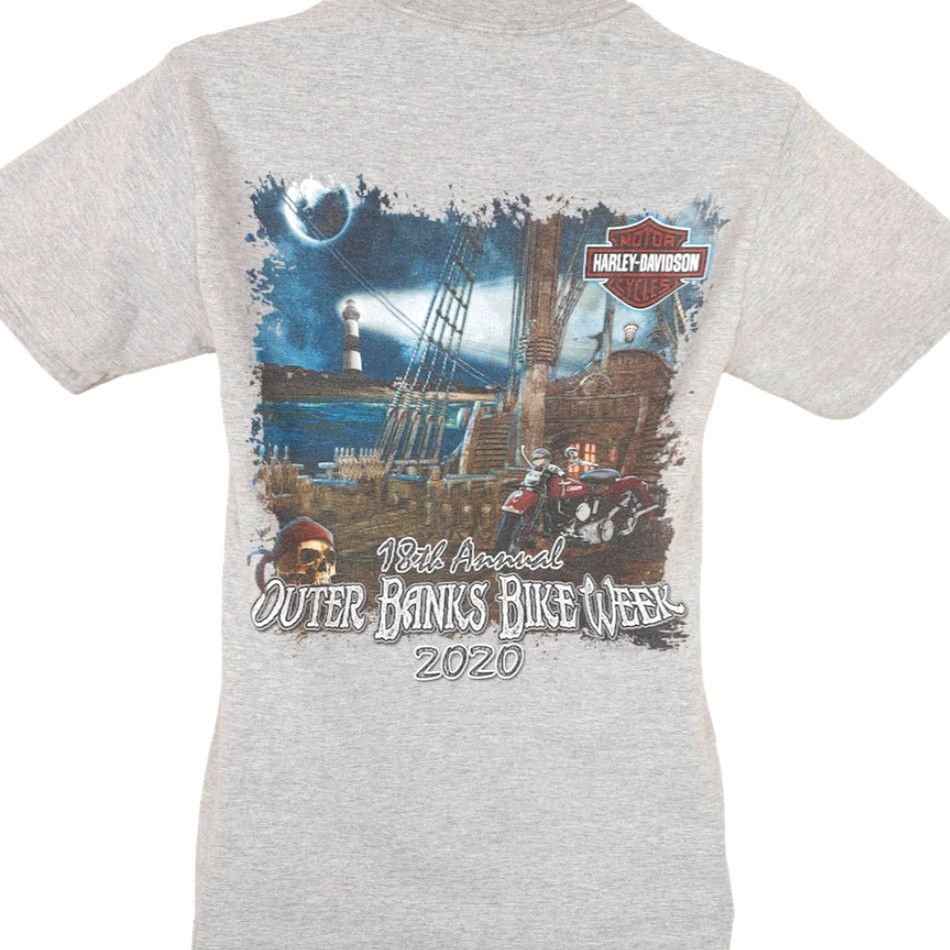 Harley Davidson Harley-Davidson T Shirt Mens Size S Gray 2020 Outer Banks Bike Week NC Souvenir Travel Motorcycle Biker Double-Sided Crew Neck Short Sleeve Cotton Size US S / EU 44-46 / 1 - 4 Thumbnail