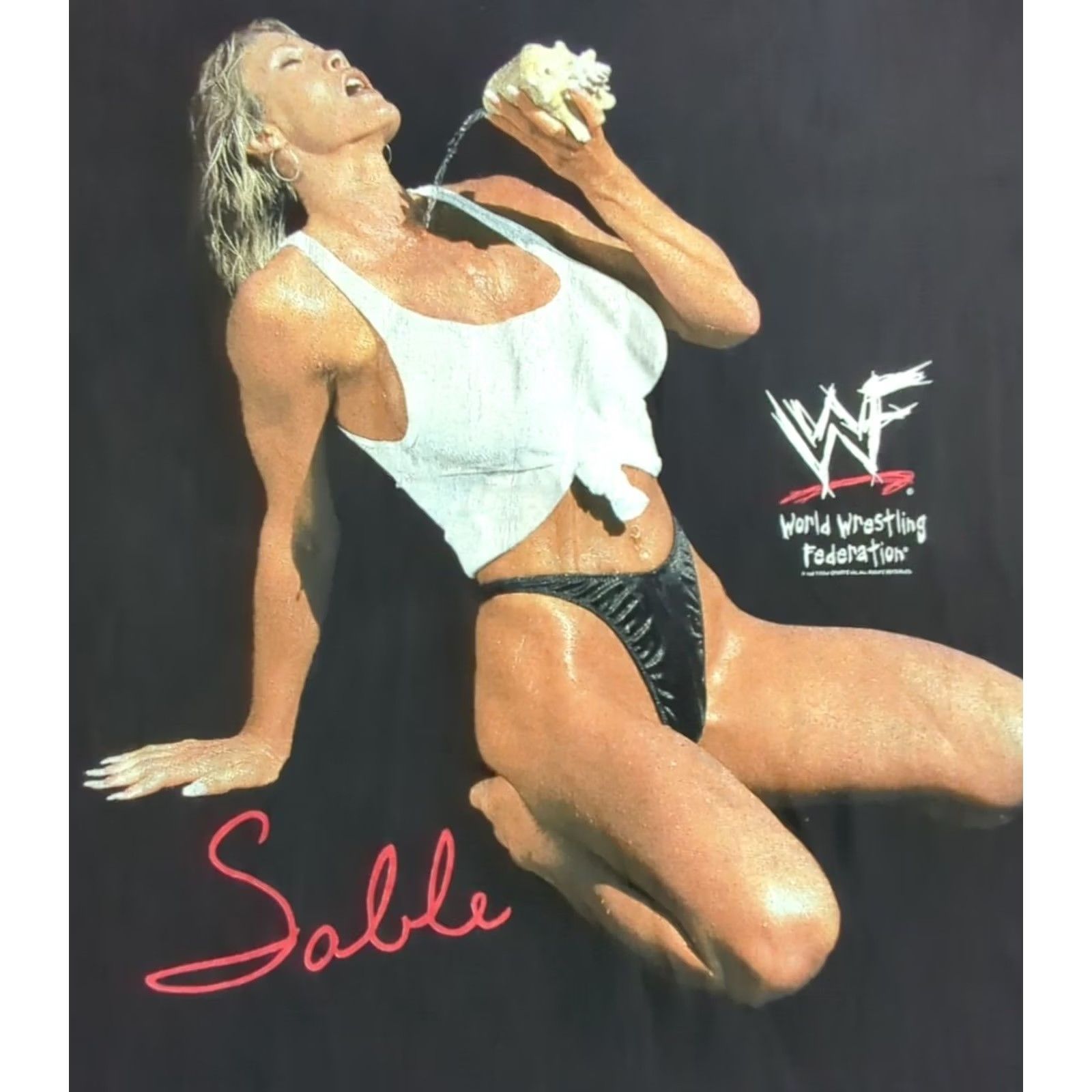 Vintage VINTAGE WWF Sable "Seashell" Shirt Made In USA 1998 Wrestling WWE Rare Large Size US L / EU 52-54 / 3 - 3 Thumbnail