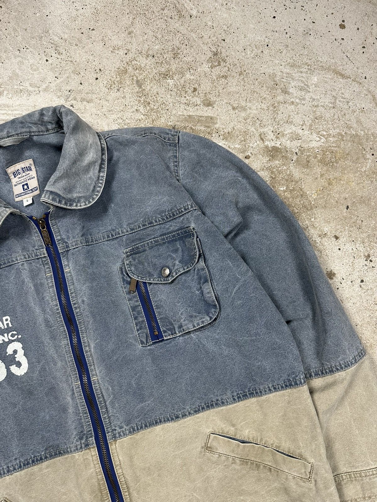 Big Star × Vintage Vintage 90s Big Star Chore Jacket Coat Washed Denim Utility Size US L / EU 52-54 / 3 - 8 Thumbnail