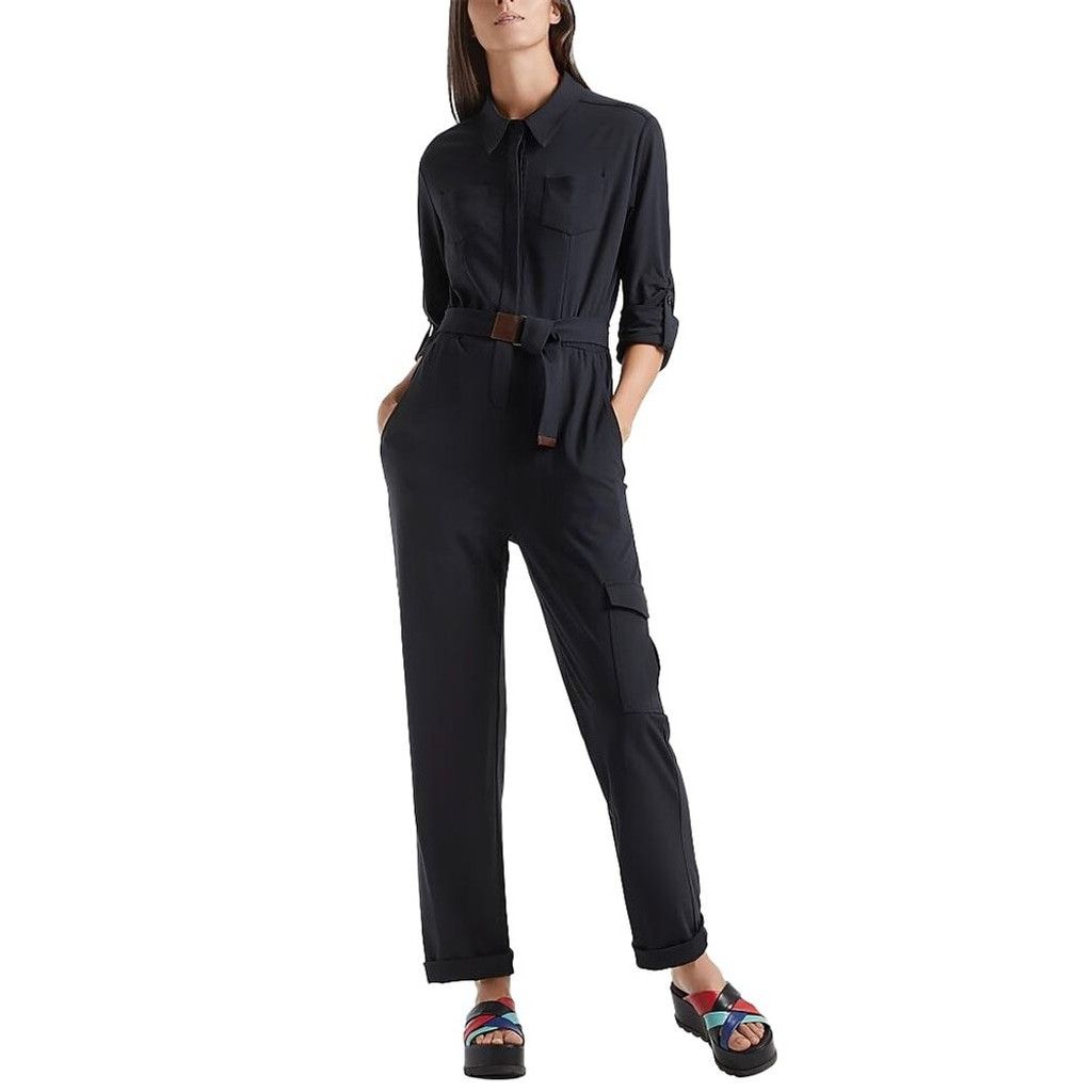 Other MARC CAIN Preppy Polo Collar Belted Stretch Navy Jumpsuit S Size 26" / US 2 / IT 38 - 2 Thumbnail
