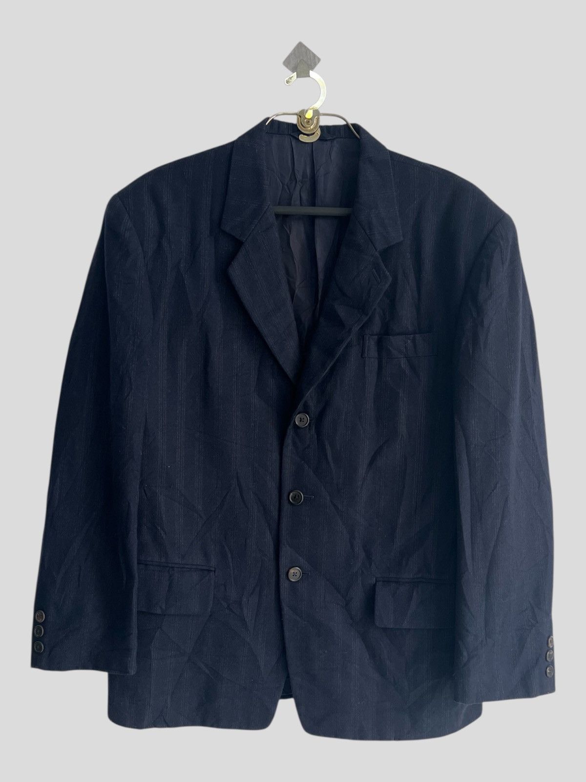 Yohji Yamamoto 1990s YY Mens Pinstriped Casual/Formal Gabardine Blazer Coat Size US M / EU 48-50 / 2 - 2 Thumbnail