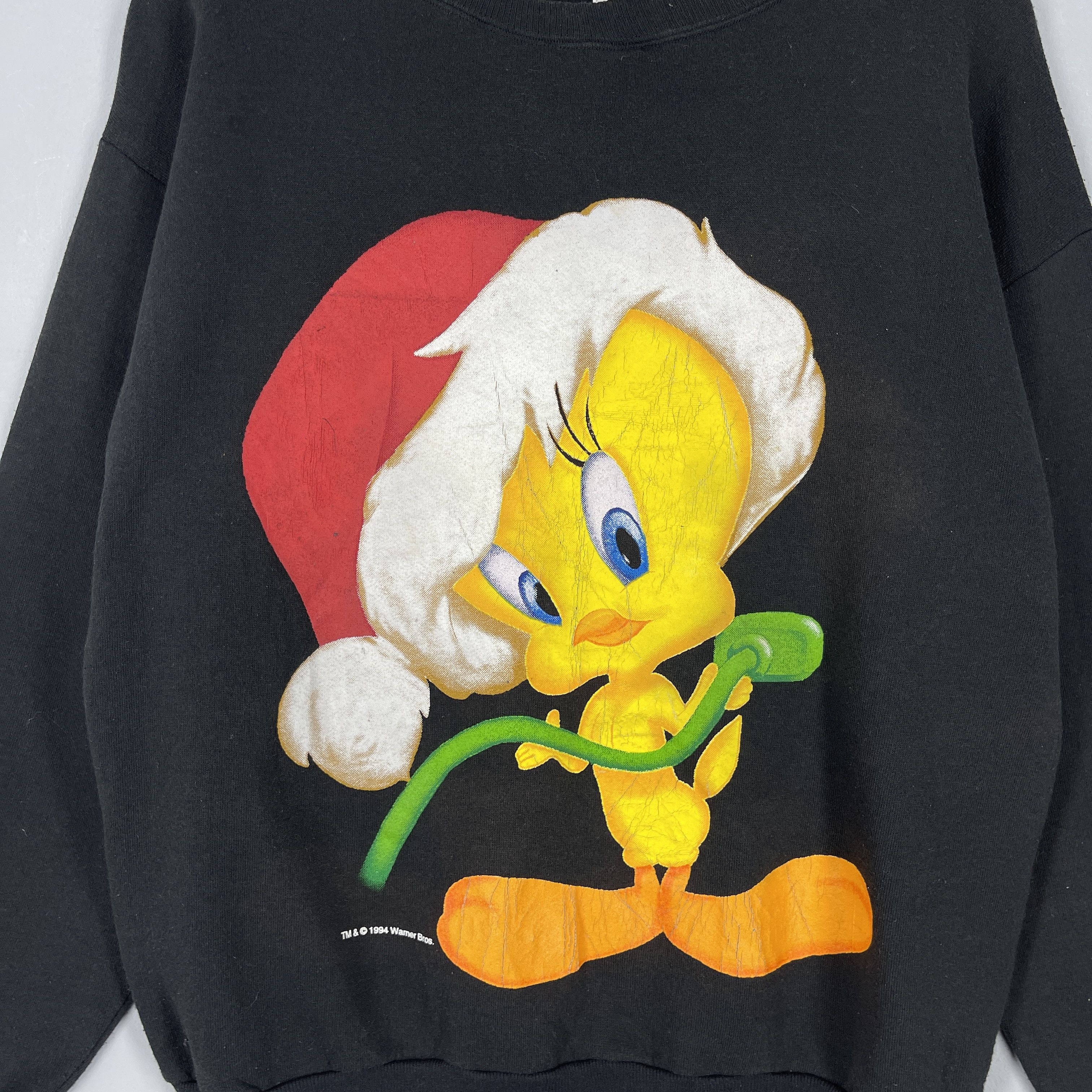 Warner Bros Vintage 90s TWEETY Christmas Celebration Printed Sweatshirt Size US M / EU 48-50 / 2 - 2 Thumbnail