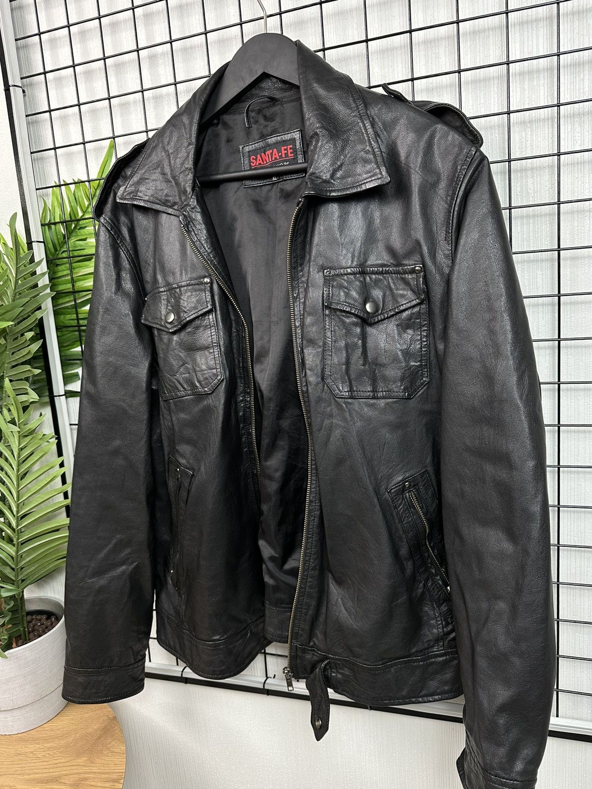 Vintage Leather Jacket Santa-Fe Vintage Men XL Black Size US XL / EU 56 / 4 - 3 Thumbnail