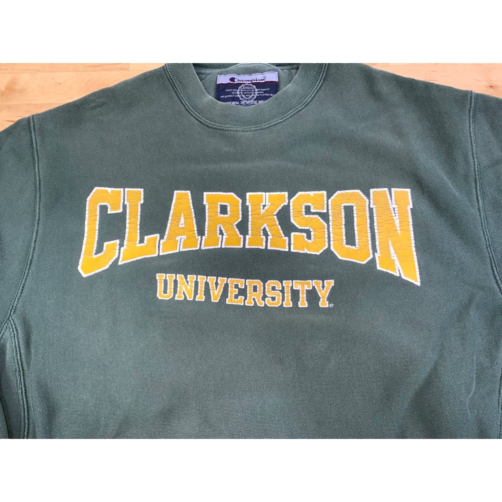 Champion Champion Sweatshirt Mens S Reverse Weave College Y2K Clarkson University Green Pullover Crew Neck Long Sleeve Regular size S Size US S / EU 44-46 / 1 - 3 Thumbnail