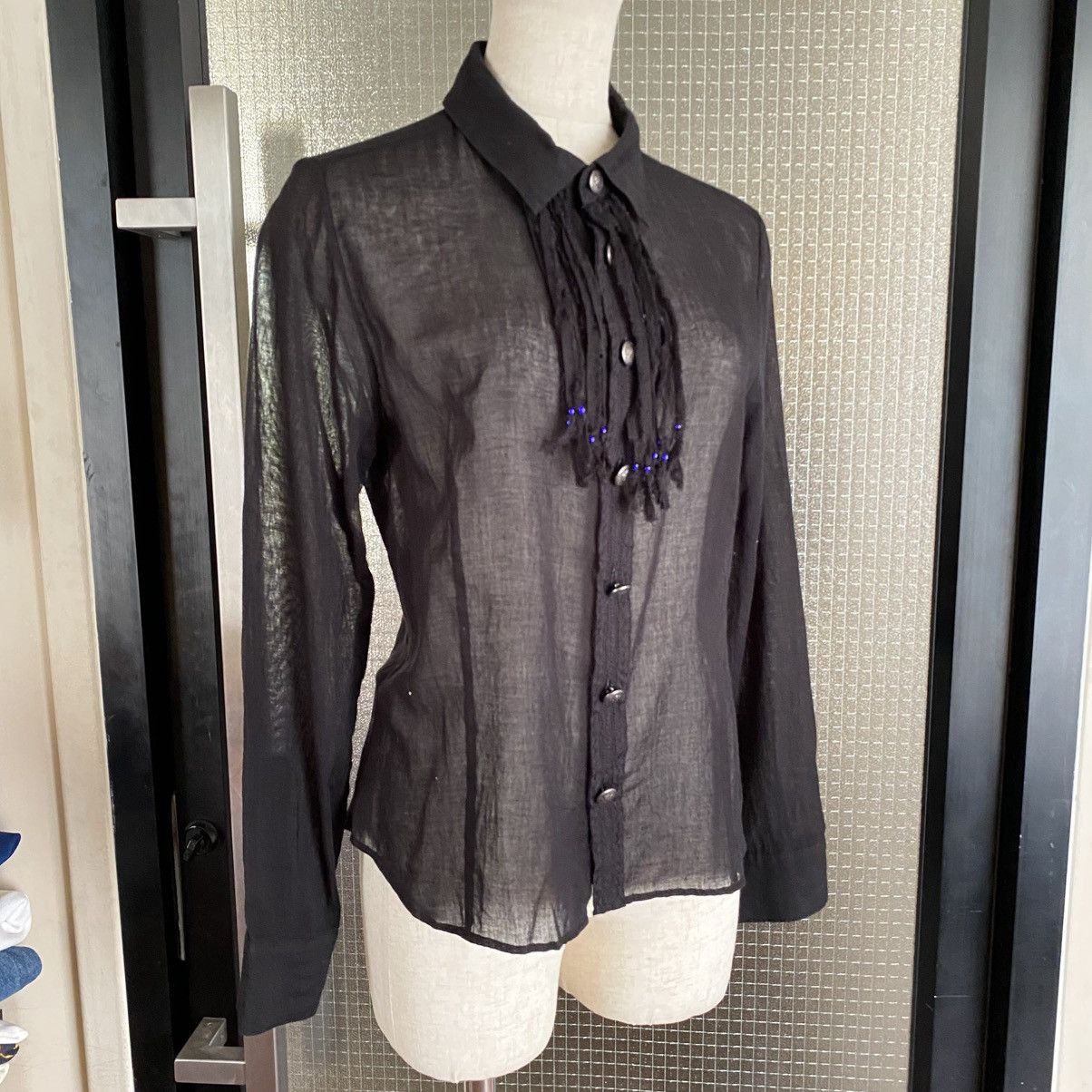 Sunao Kuwahara Sunao Kuwahara Sheer Black Fringed Blouse Size M / US 6-8 / IT 42-44 - 1 Thumbnail