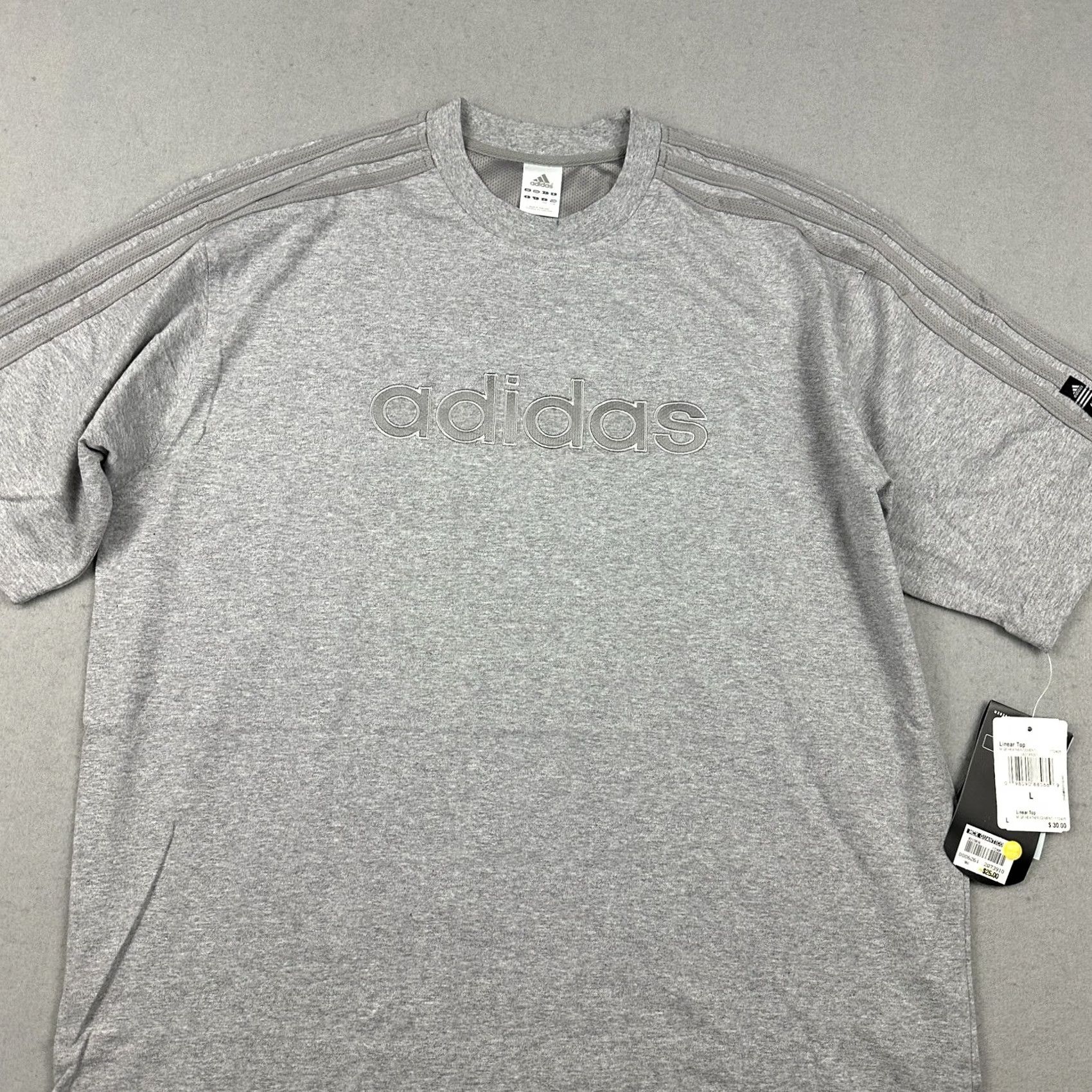 Adidas Adidas Men Large Grey Heather 3-Stripe Sleeve Linear Top Y2K Deadstock Shirt L Size US L / EU 52-54 / 3 - 2 Thumbnail