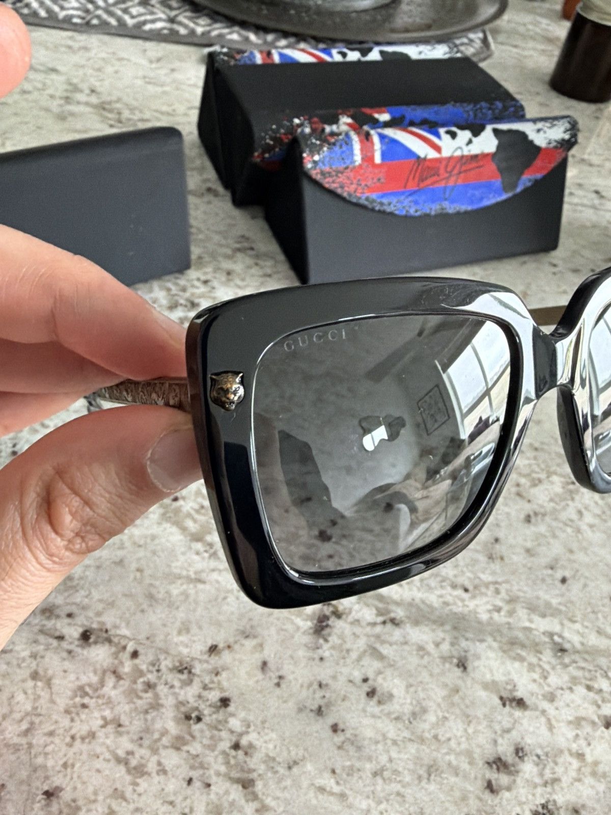 Gucci Gucci GG0216S 001 Oversized Square Sunglasses — Black Size ONE SIZE - 6 Thumbnail