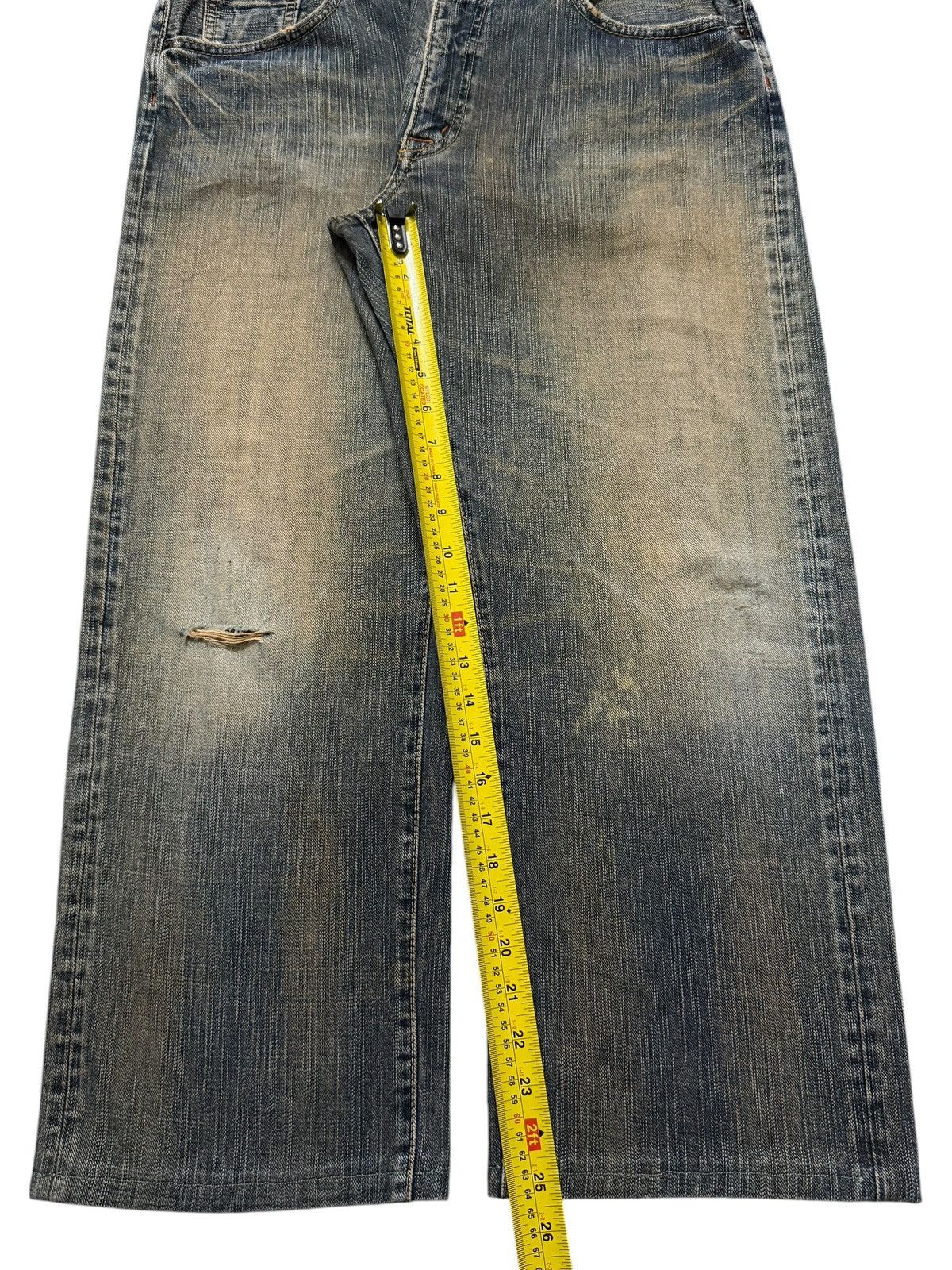 Japanese Brand Vintage 90s Japanese Mud Wash Faded Distress Wide Leg Baggy Size US 34 / EU 50 - 10 Thumbnail