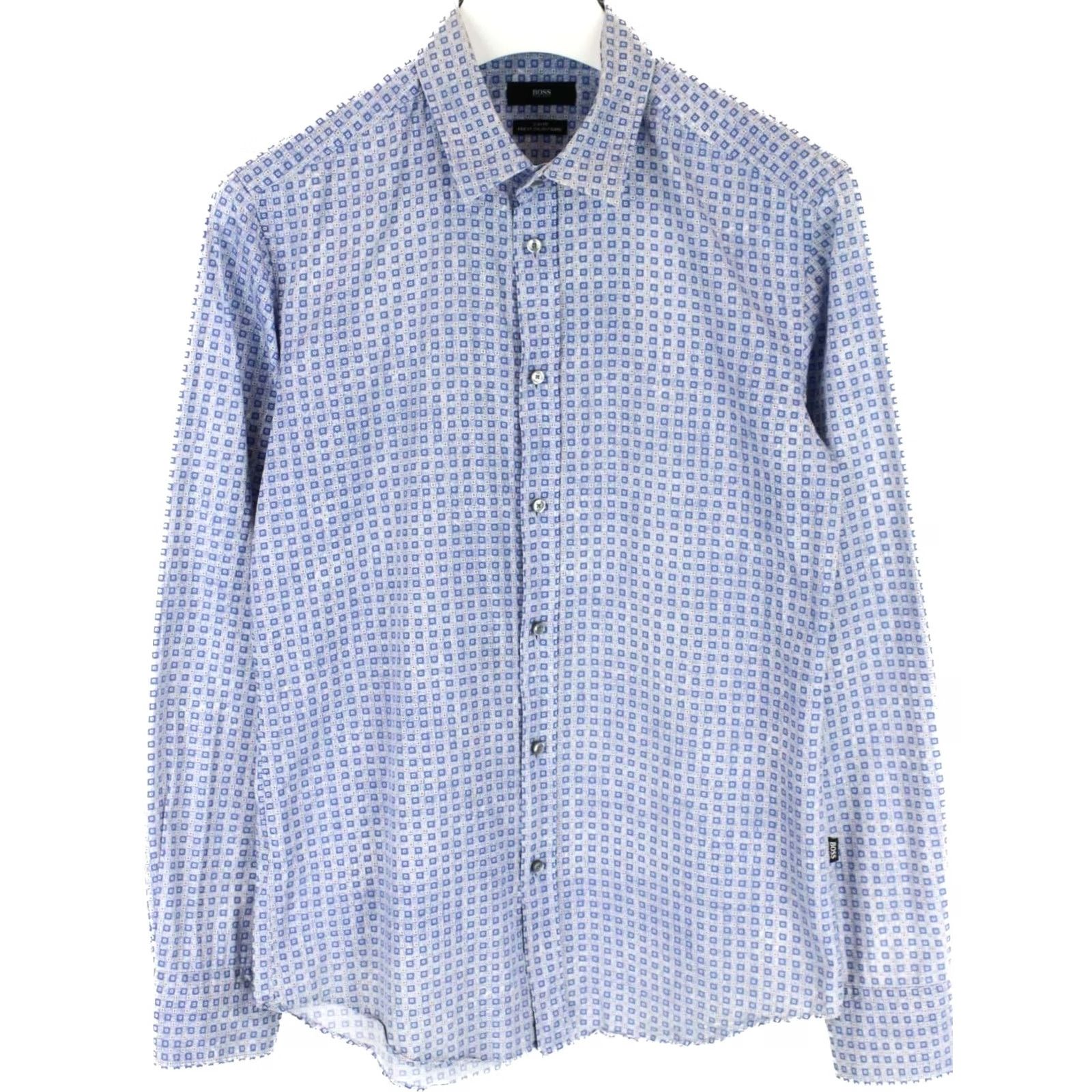 Hugo Boss HUGO BOSS Ronny Slim Fit Formal Shirt Mens M Button-Up Spread Patterned Shirt Size 40R - 2 Thumbnail